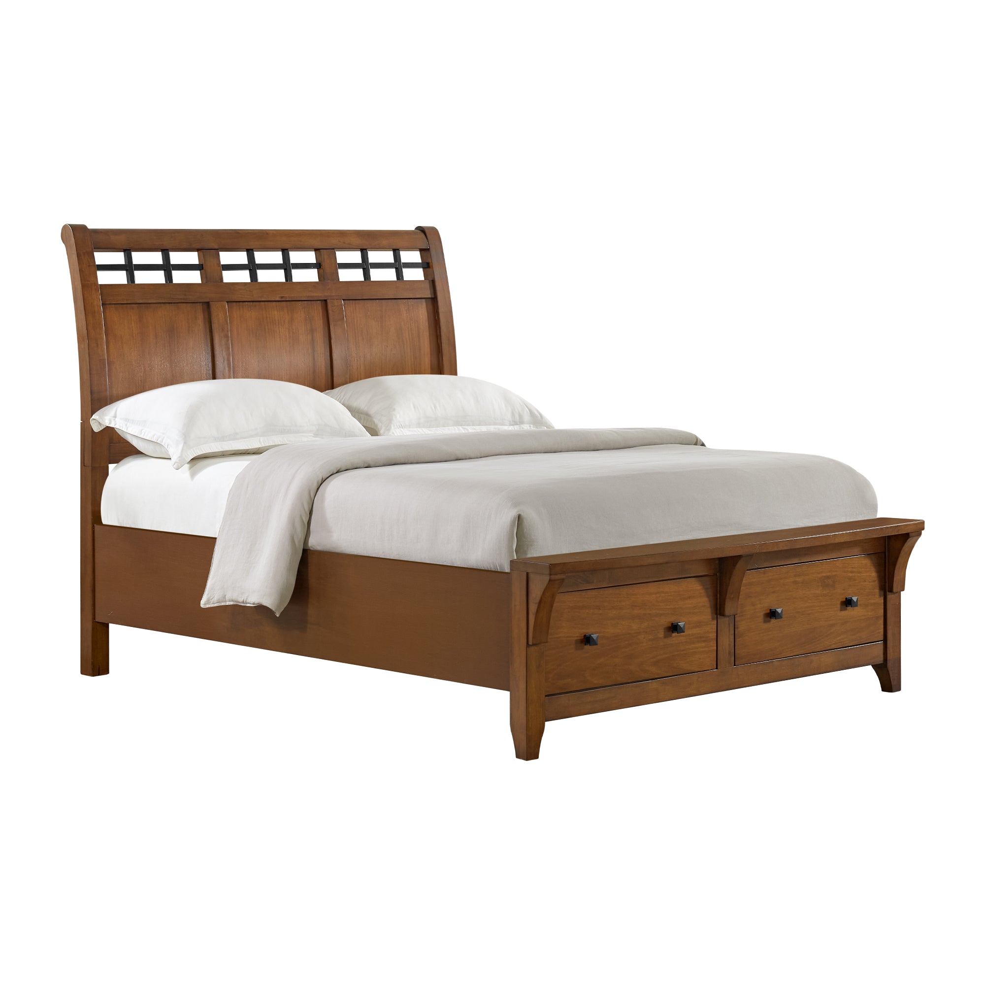 Gage Queen Sleigh Storage Bed in Chestnut