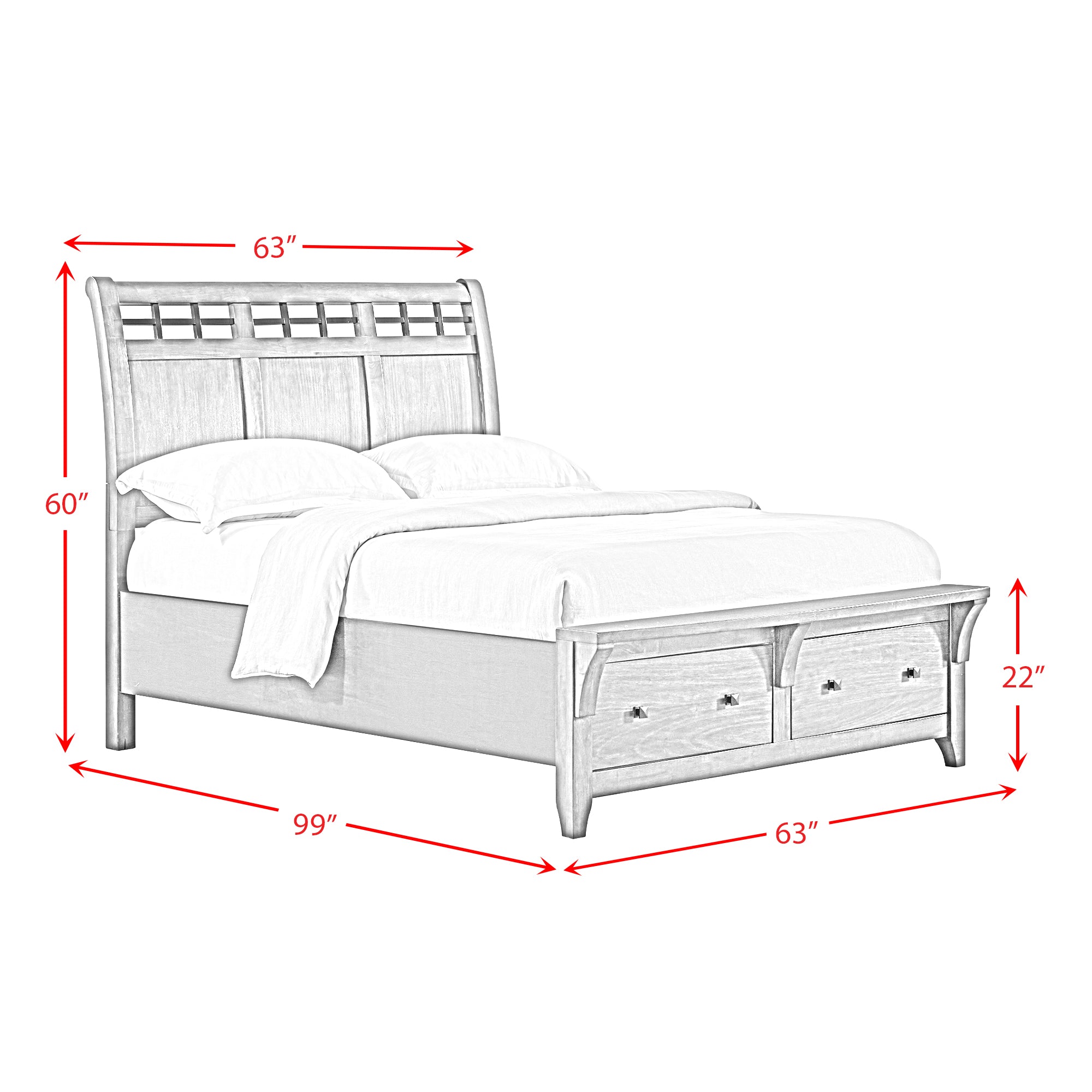 Gage Queen Sleigh Storage Bed in Chestnut