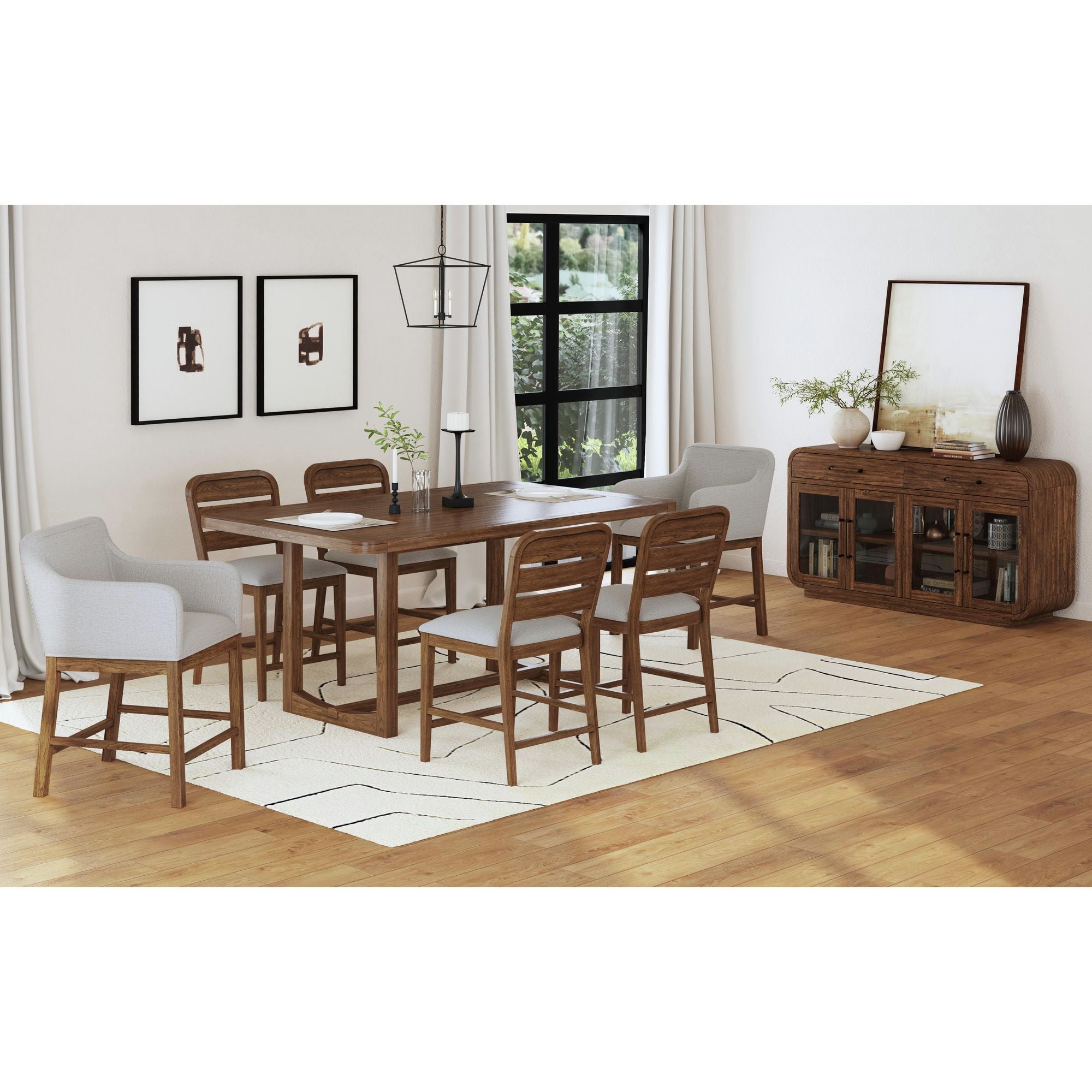 Glinda Counter Chair with Light Grey Fabric in Brown (2 Per Carton)