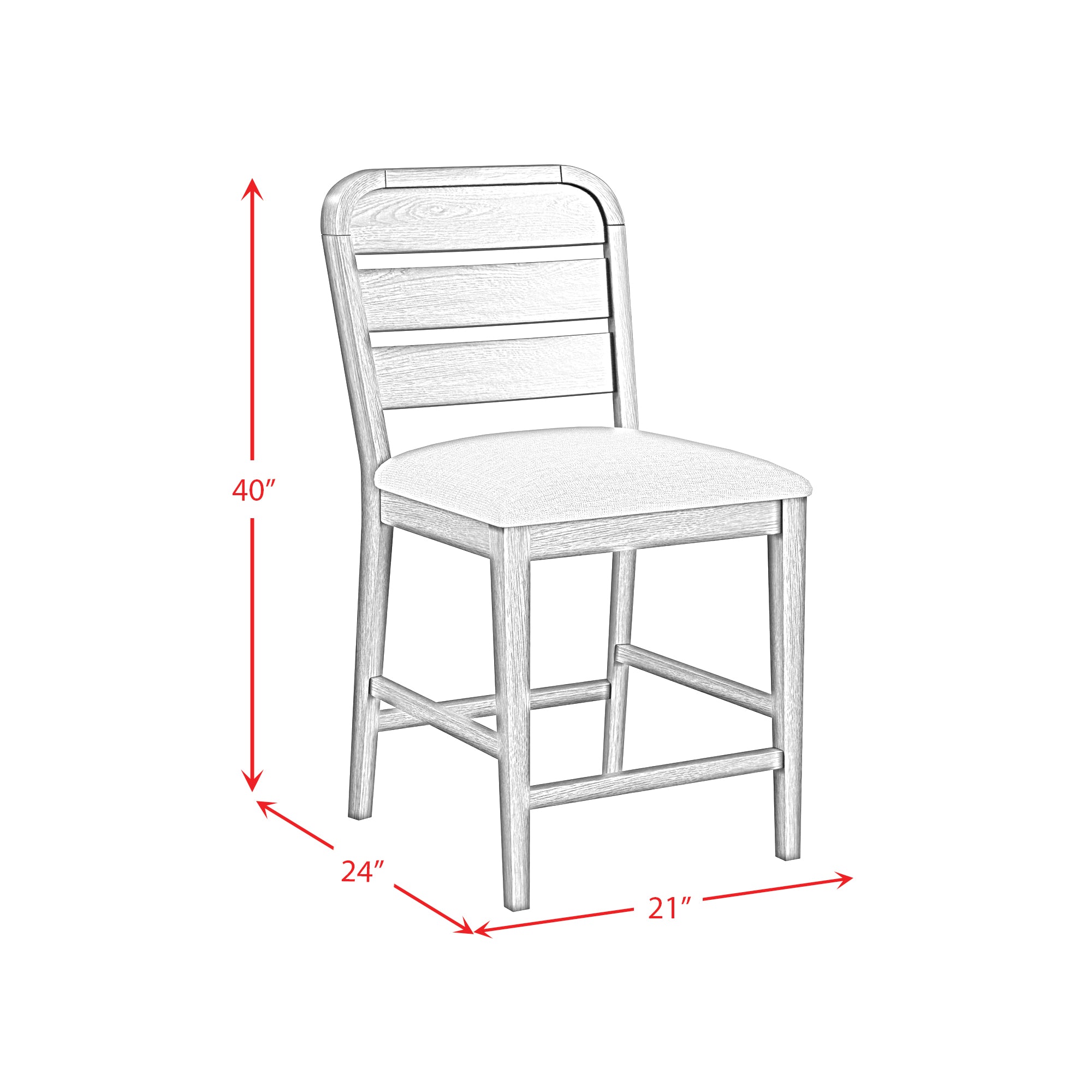 Glinda Counter Chair with Light Grey Fabric in Brown (2 Per Carton)
