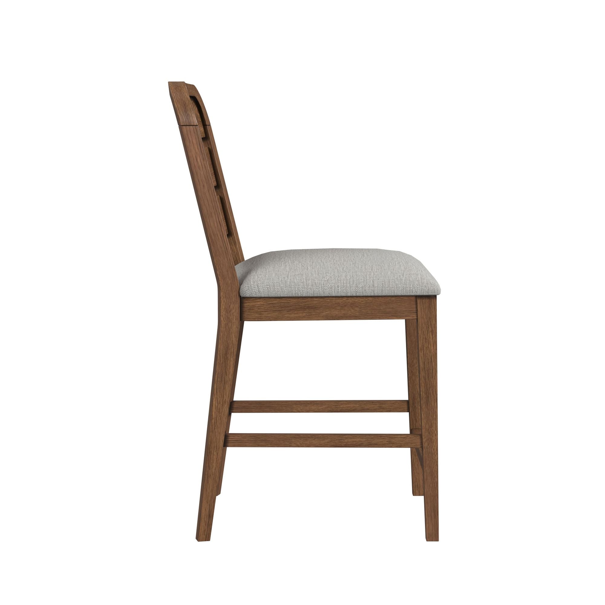 Glinda Counter Chair with Light Grey Fabric in Brown (2 Per Carton)