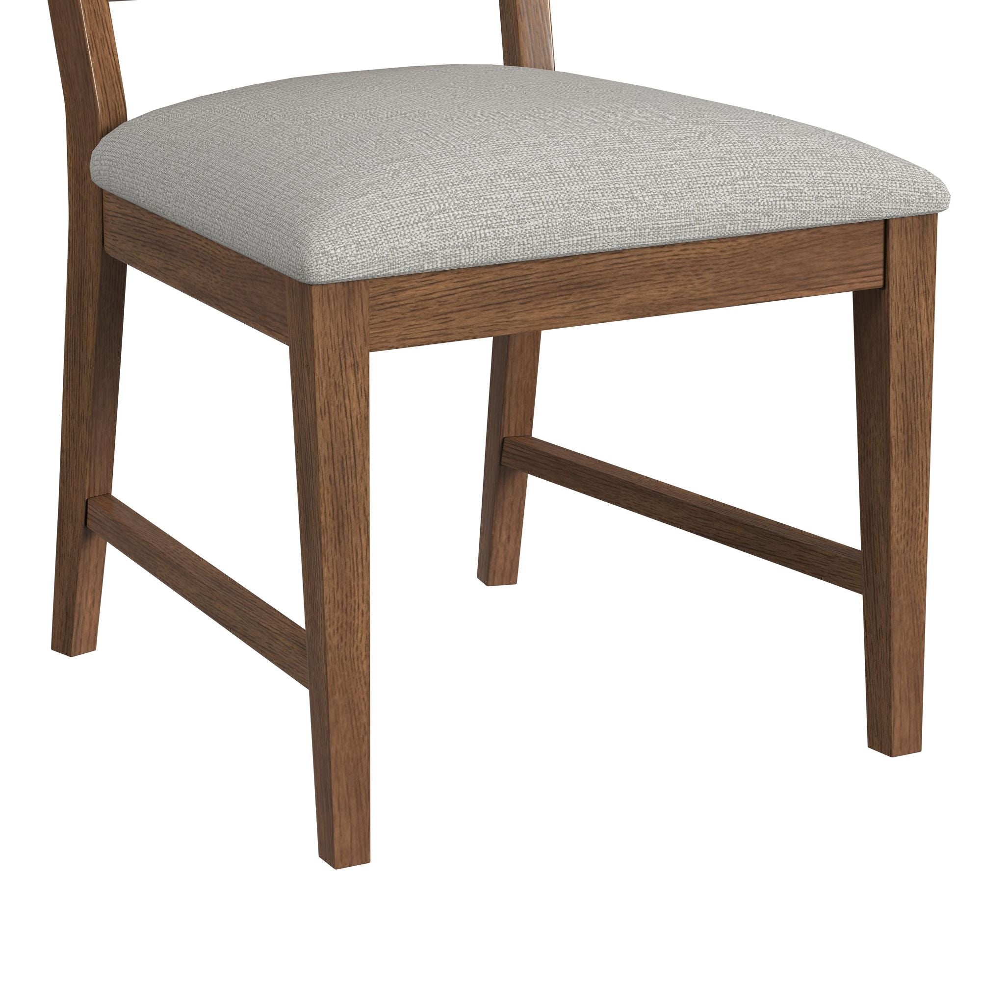 Glinda Dining Side Chair with Light Grey Fabric in Brown (2 Per Carton)