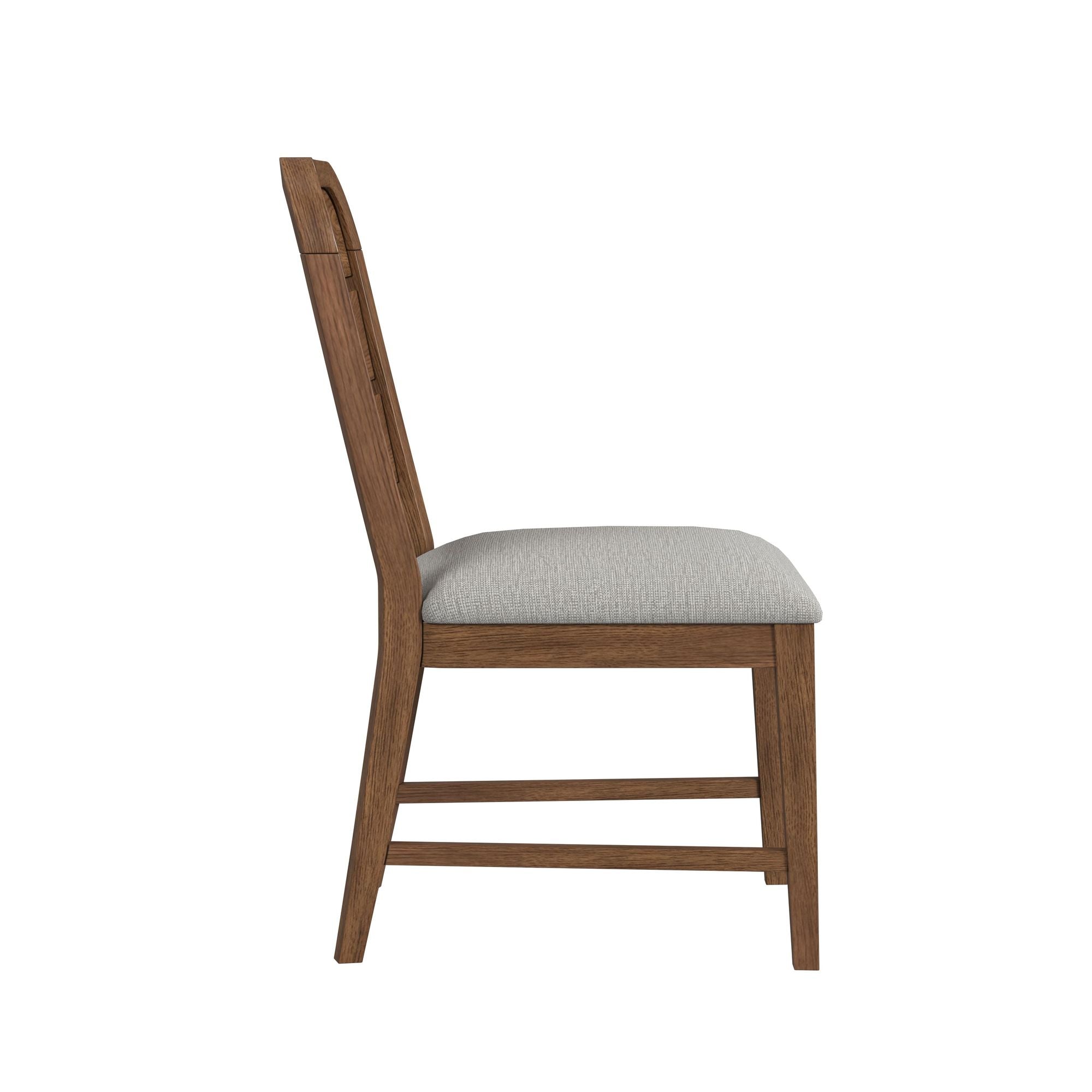 Glinda Dining Side Chair with Light Grey Fabric in Brown (2 Per Carton)