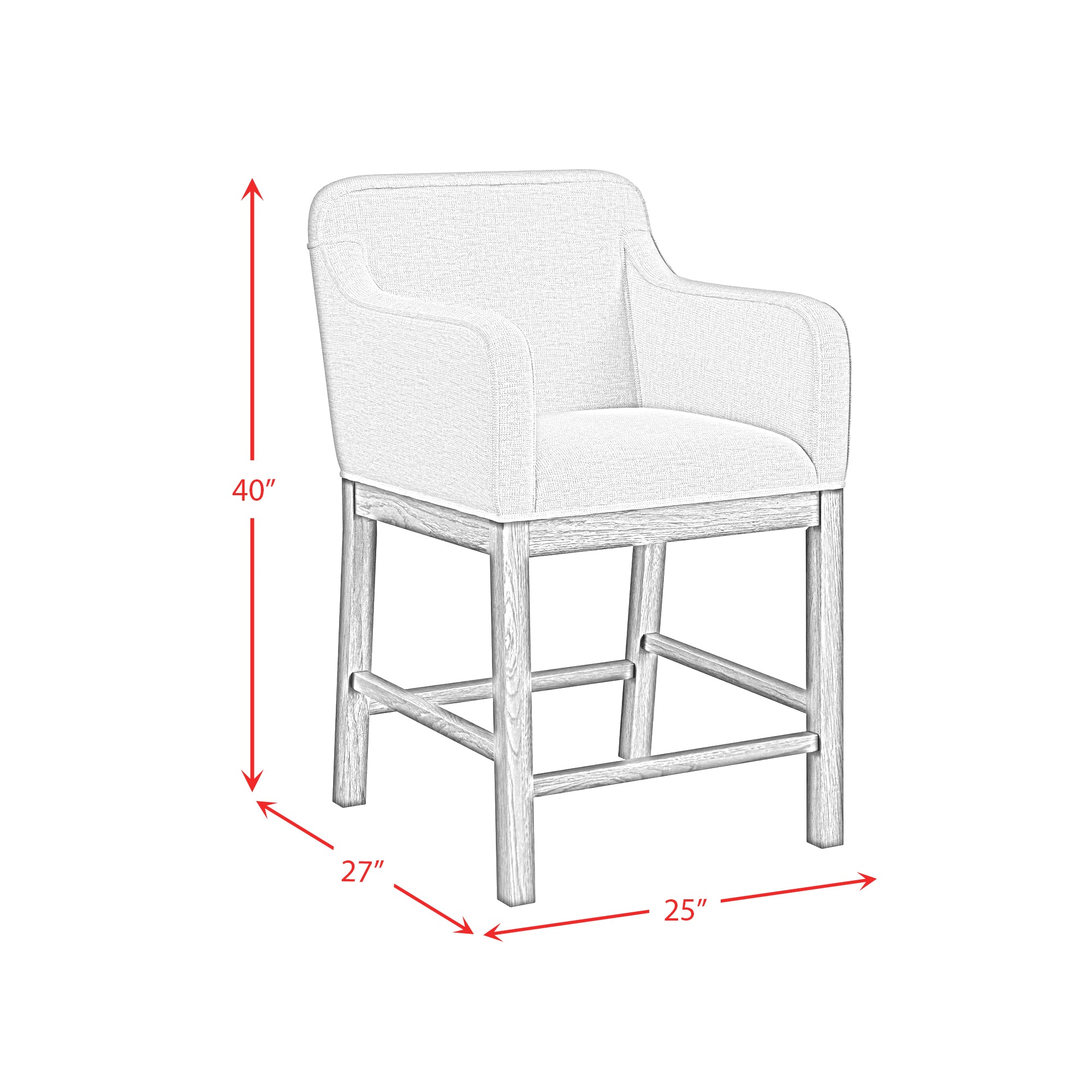 Glinda UPH Counter Chair with Light Grey Fabric in Brown (2 Per Carton)
