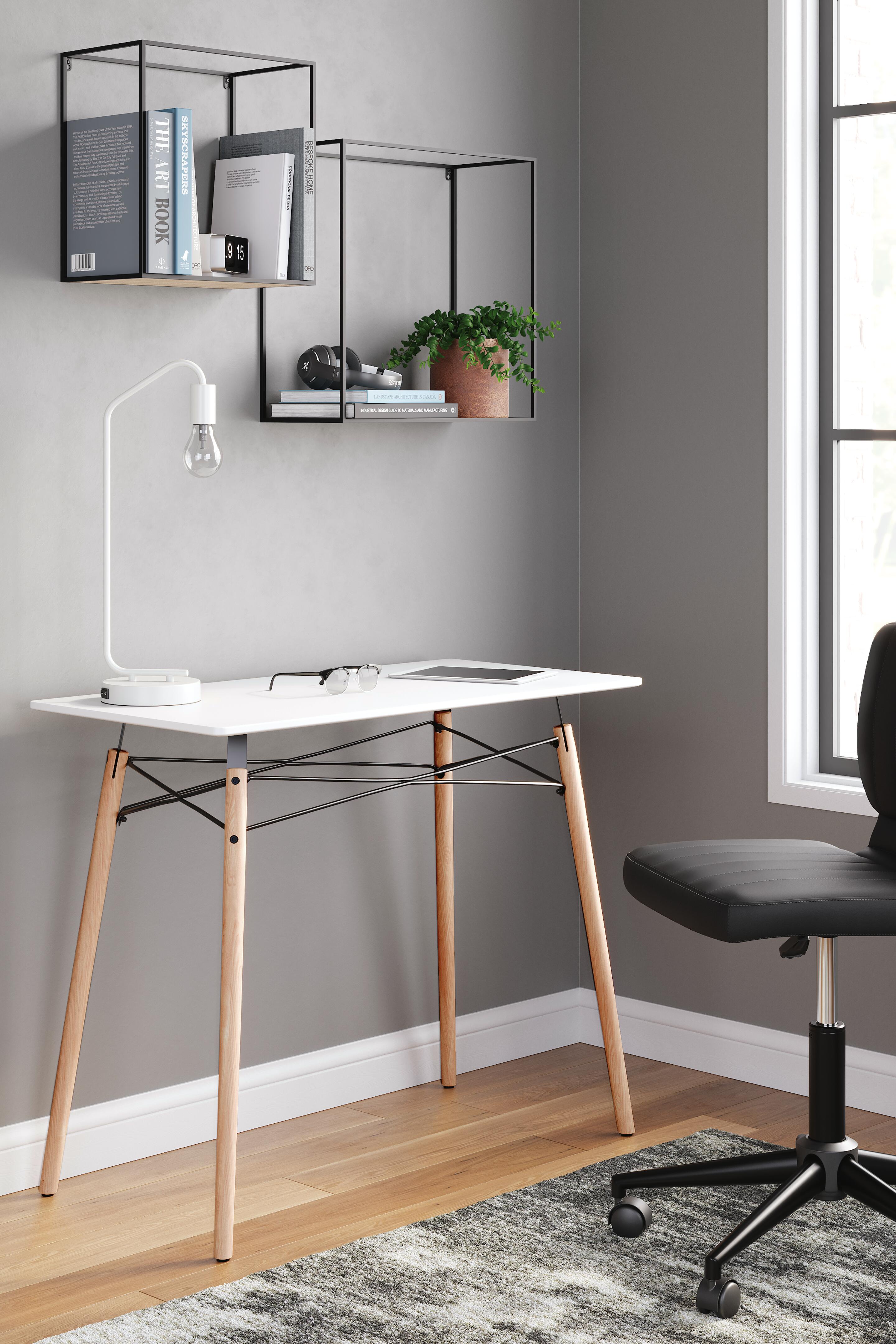 Dar Furniture - Ashley Furniture - Jaspeni Home Office Desk - Home Office Desk / White/Natural - H020-110