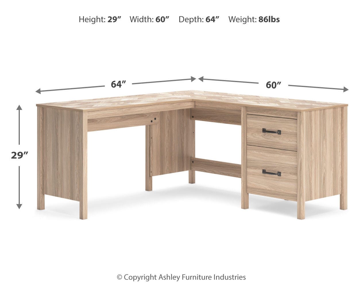 Battelle 60" Home Office Desk with Return