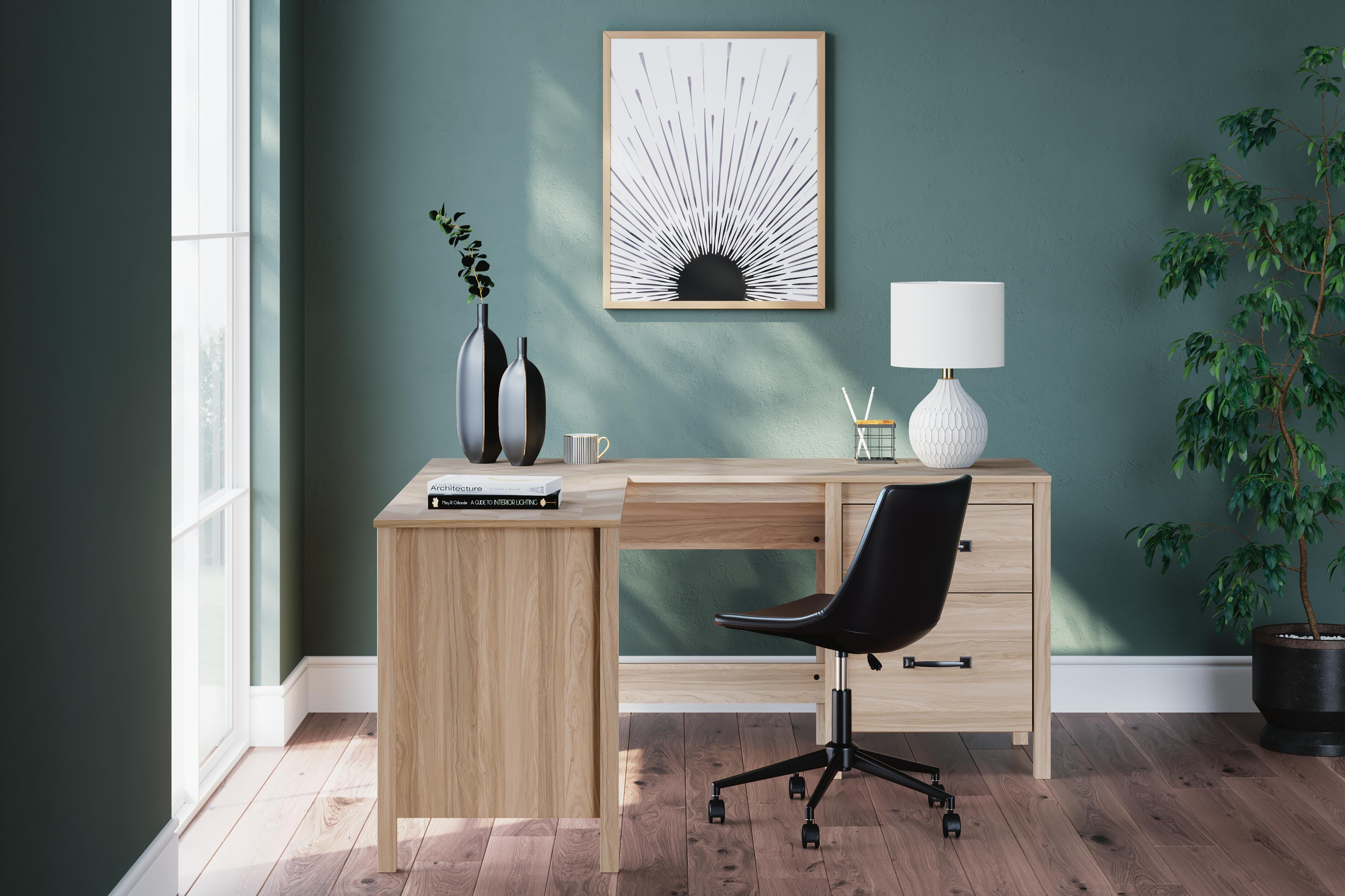 Dar Furniture - Ashley Furniture - Battelle 60" Home Office Desk with Return - 60" Home Office Desk with Return / Tan - H3929H1