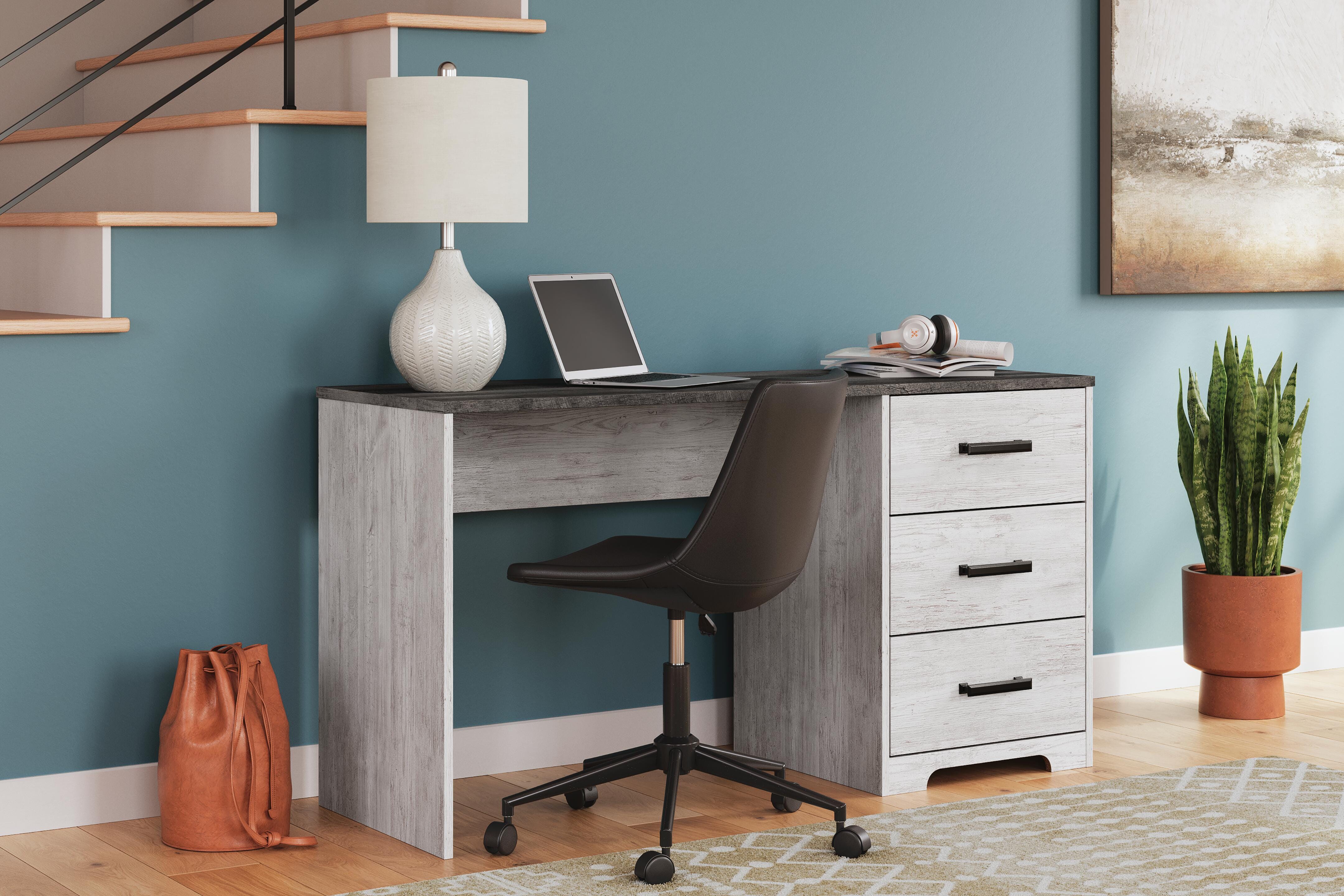 Dar Furniture - Ashley Furniture - Shawburn 54" Home Office Desk - Home Office Desk / White/Dark Charcoal Gray - H4121-34