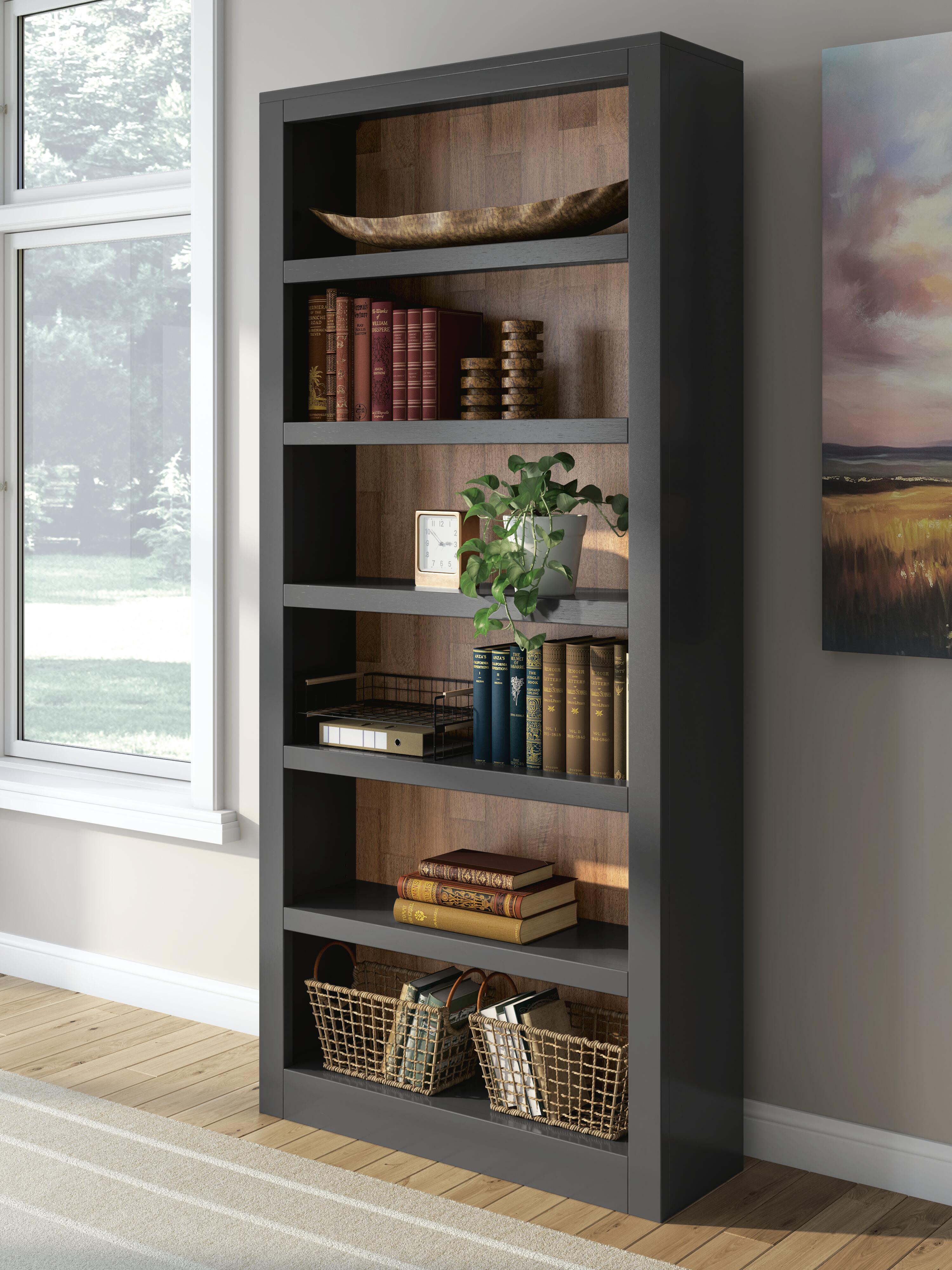 Dar Furniture - Ashley Furniture - Wildenauer 75" Bookcase - Bookcase / Brown/Black - H664-70