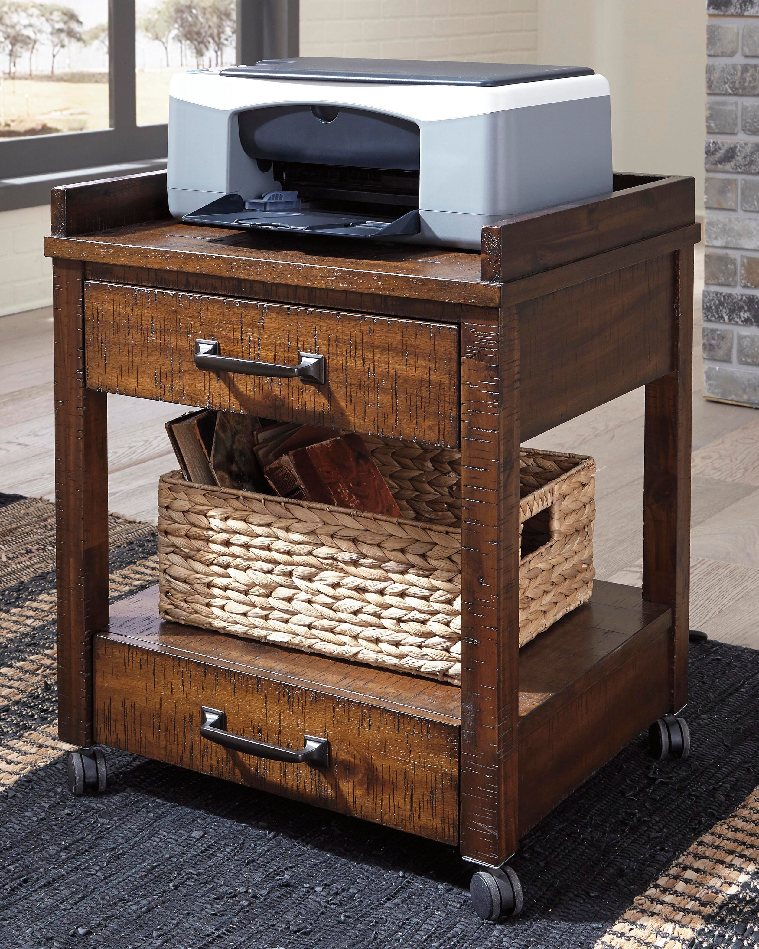 Dar Furniture - Ashley Furniture - Baldridge Printer Stand - Printer Stand / Rustic Brown - H675-11
