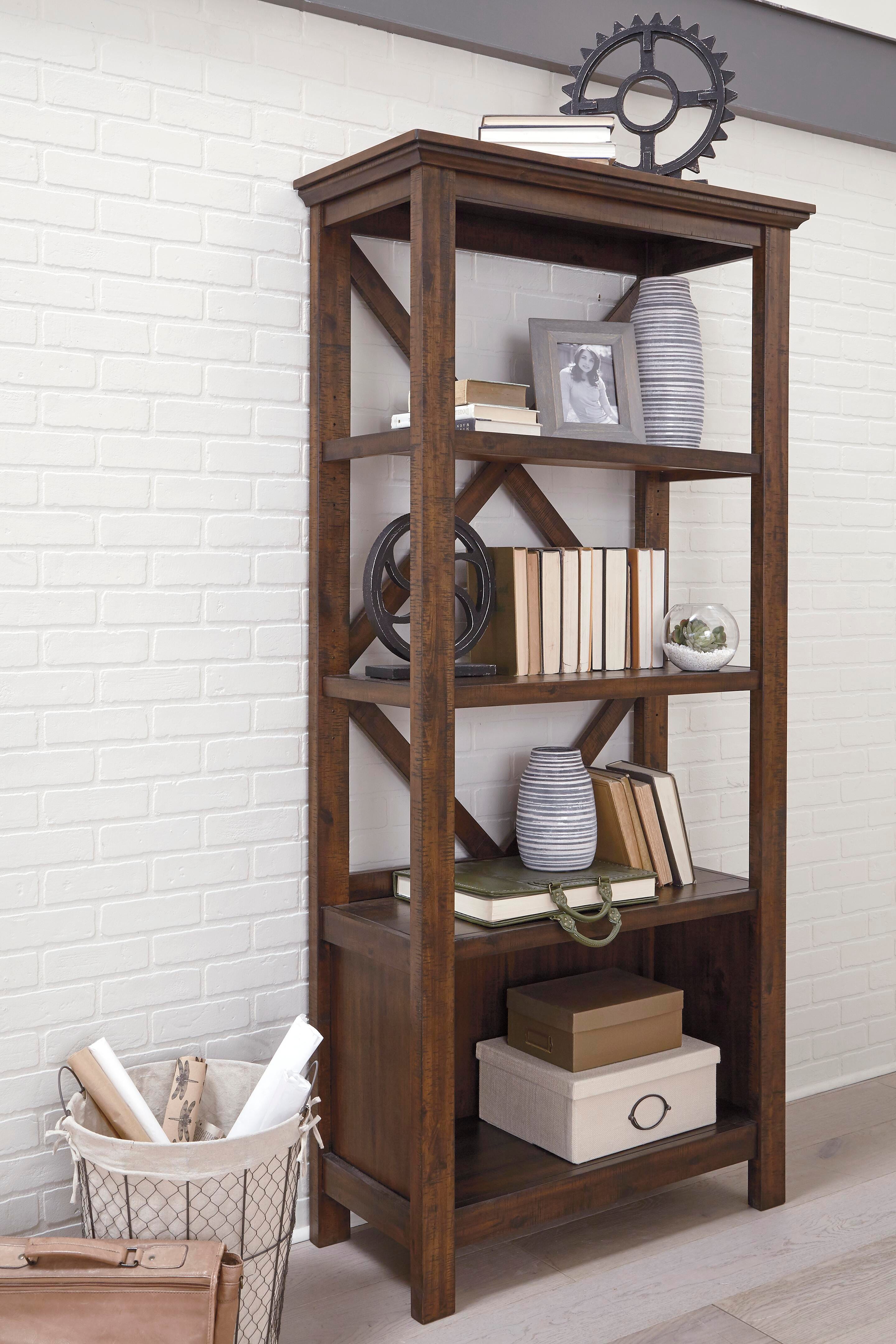 Dar Furniture - Ashley Furniture - Baldridge 75" Bookcase - Large Bookcase / Rustic Brown - H675-17