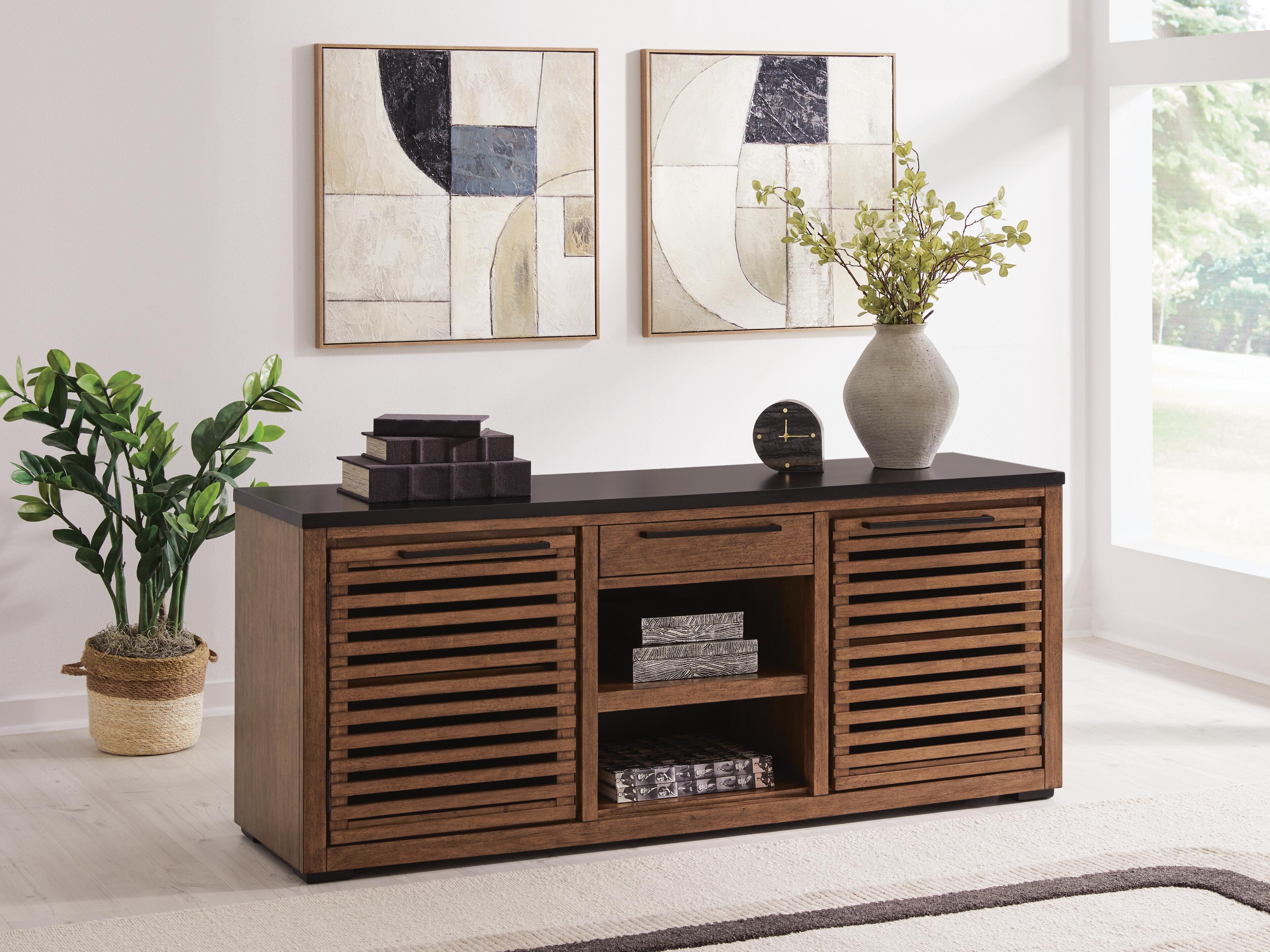 Dar Furniture - Ashley Furniture - Kallari Credenza - Credenza / Warm Brown/Black - H737-60