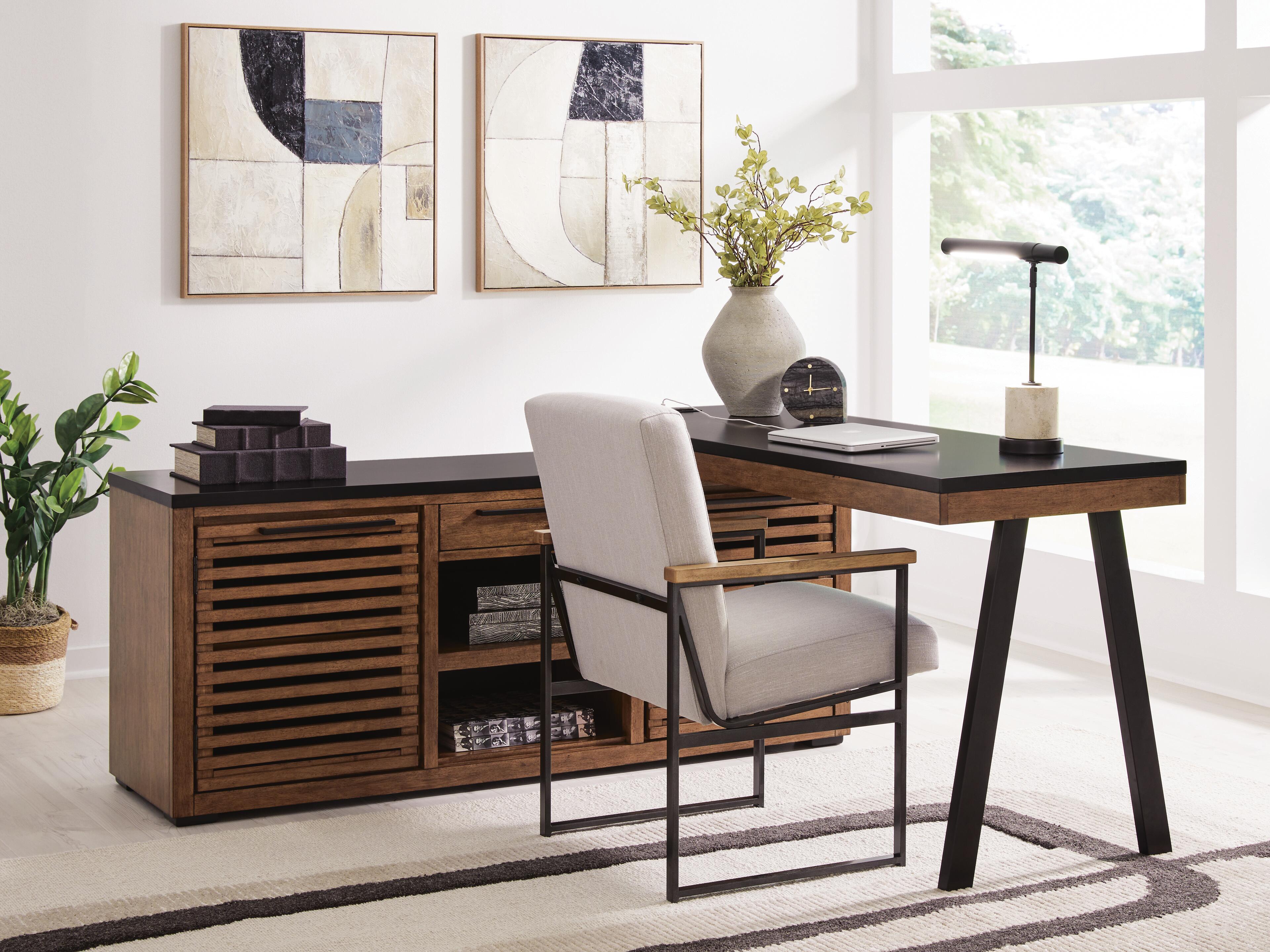 Dar Furniture - Ashley Furniture - Kallari Credenza with Desk Return - Credenza with Desk Return / Warm Brown/Black - H737H1