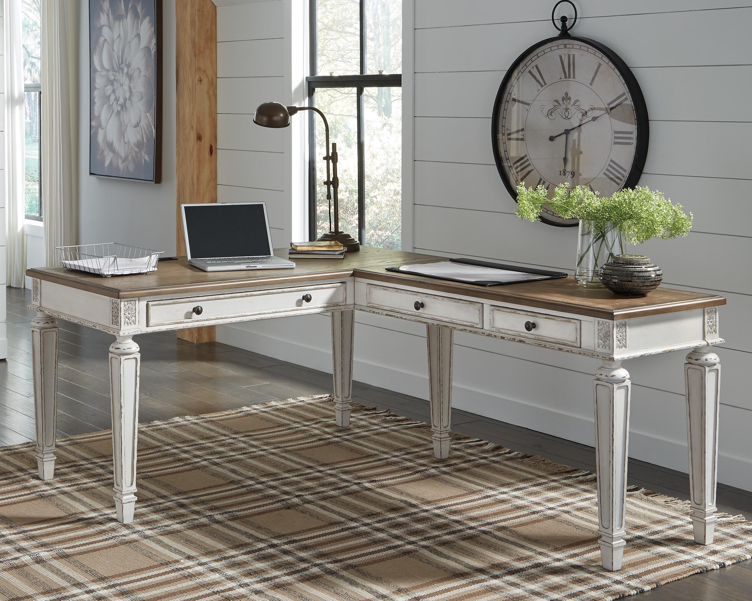 Dar Furniture - Ashley Furniture - Realyn 2-Piece Home Office Desk - 2-Piece Home Office Desk / White/Brown - H743H1