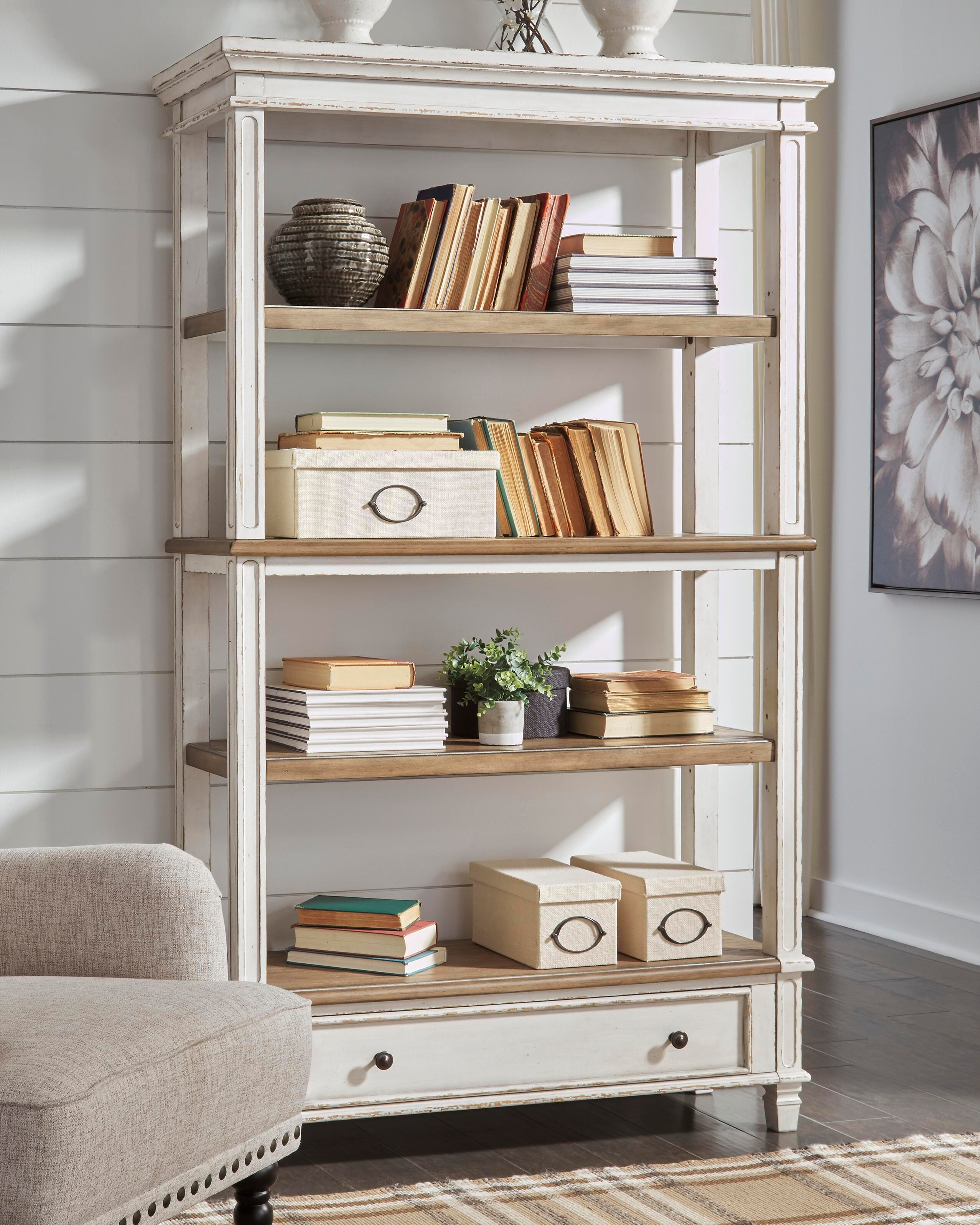 Dar Furniture - Ashley Furniture - Realyn 75" Bookcase - Bookcase / Brown/White - H743-70