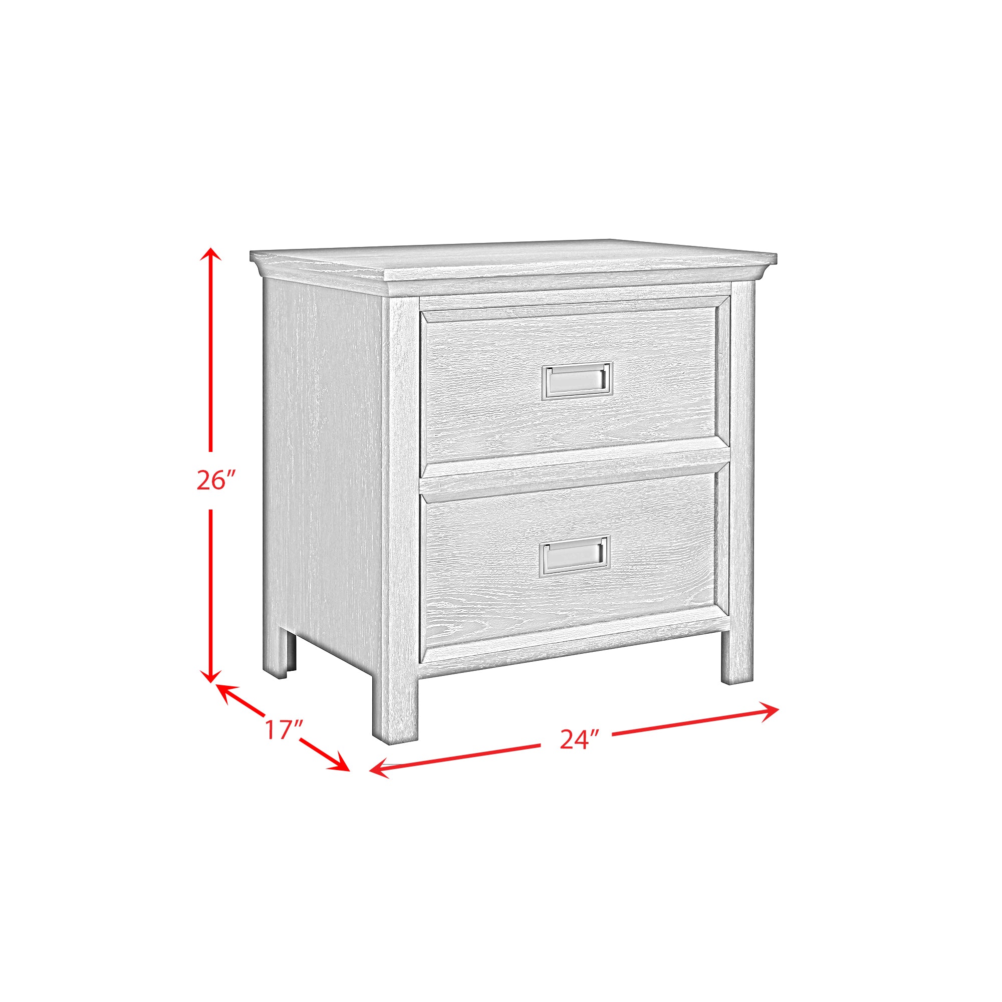Hampton Kids 2-Drawer Nightstand with USB in White