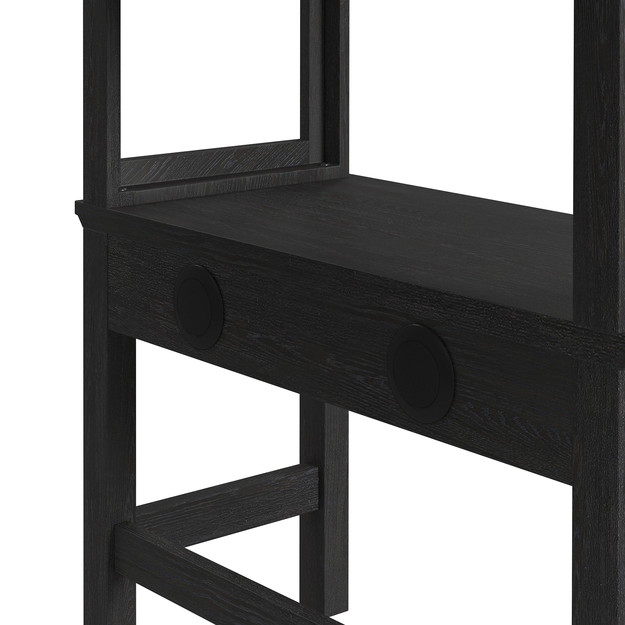 Hampton Kids Twin Loft with Ladder and Desk with Speaker in Charcoal