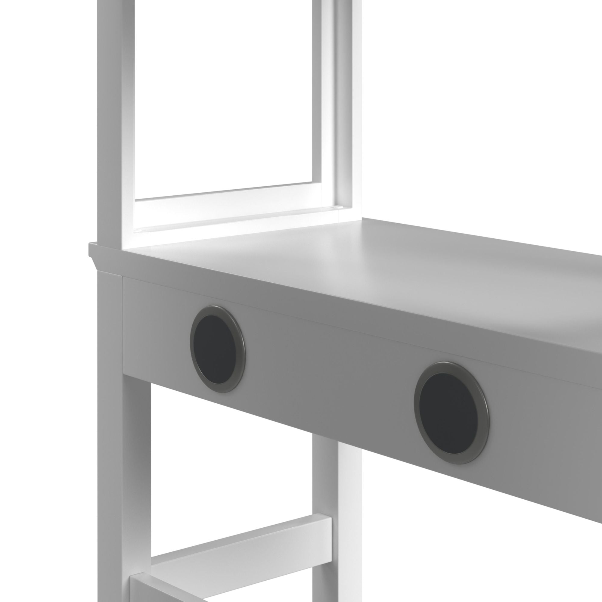 Hampton Kids Twin Loft with Ladder and Desk with Speaker in White