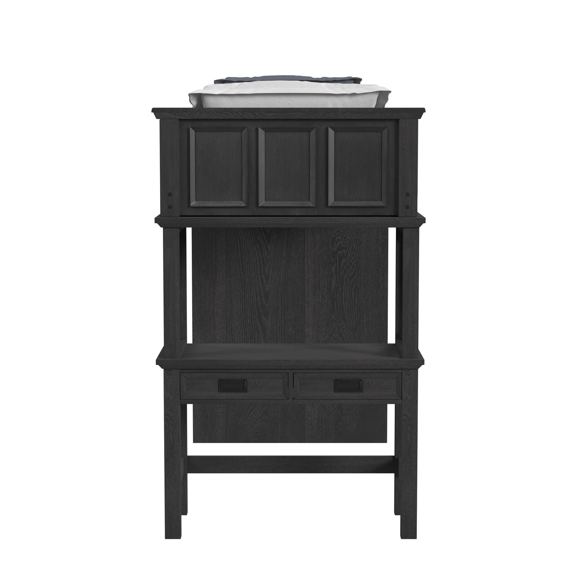 Hampton Kids Twin Loft with Staircase and Desk with Speaker in Charcoal
