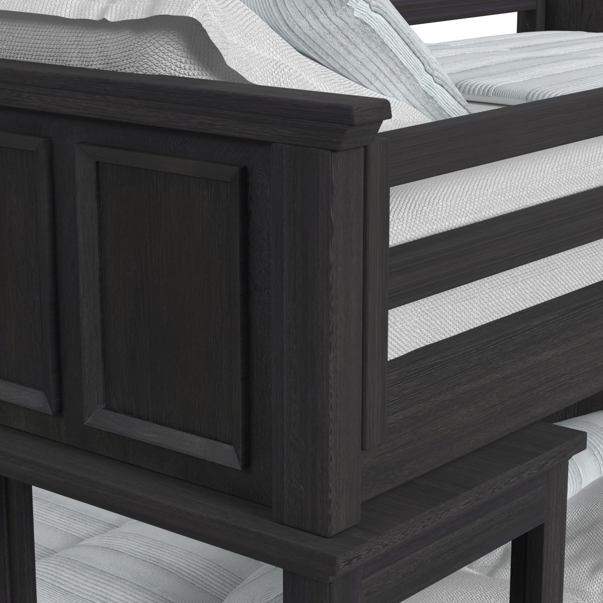 Hampton Kids Twin Over Full Loft with Staircase and Desk with Speaker in Charcoal