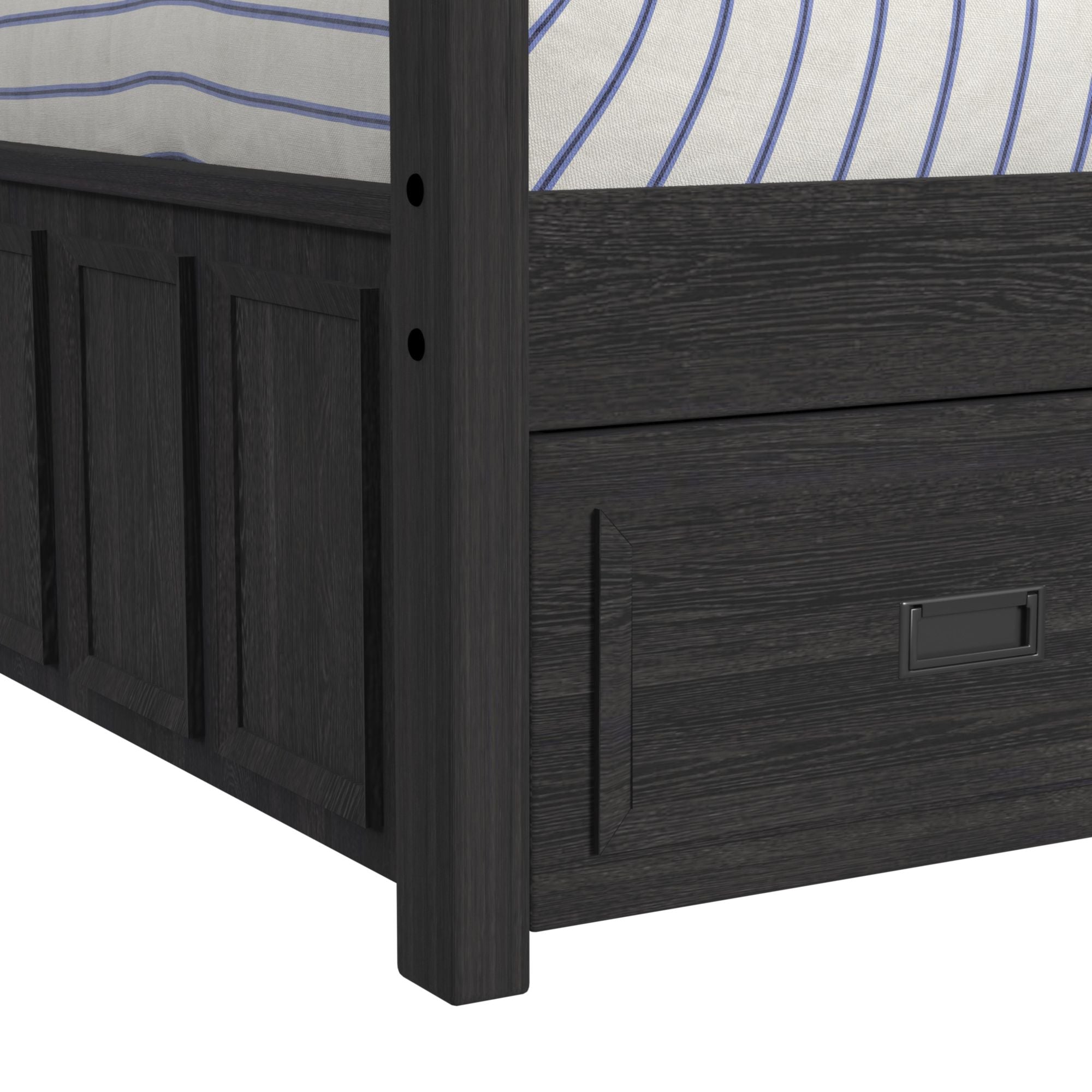 Hampton Kids Twin Over Twin Bunk with Ladder and Trundle in Charcoal