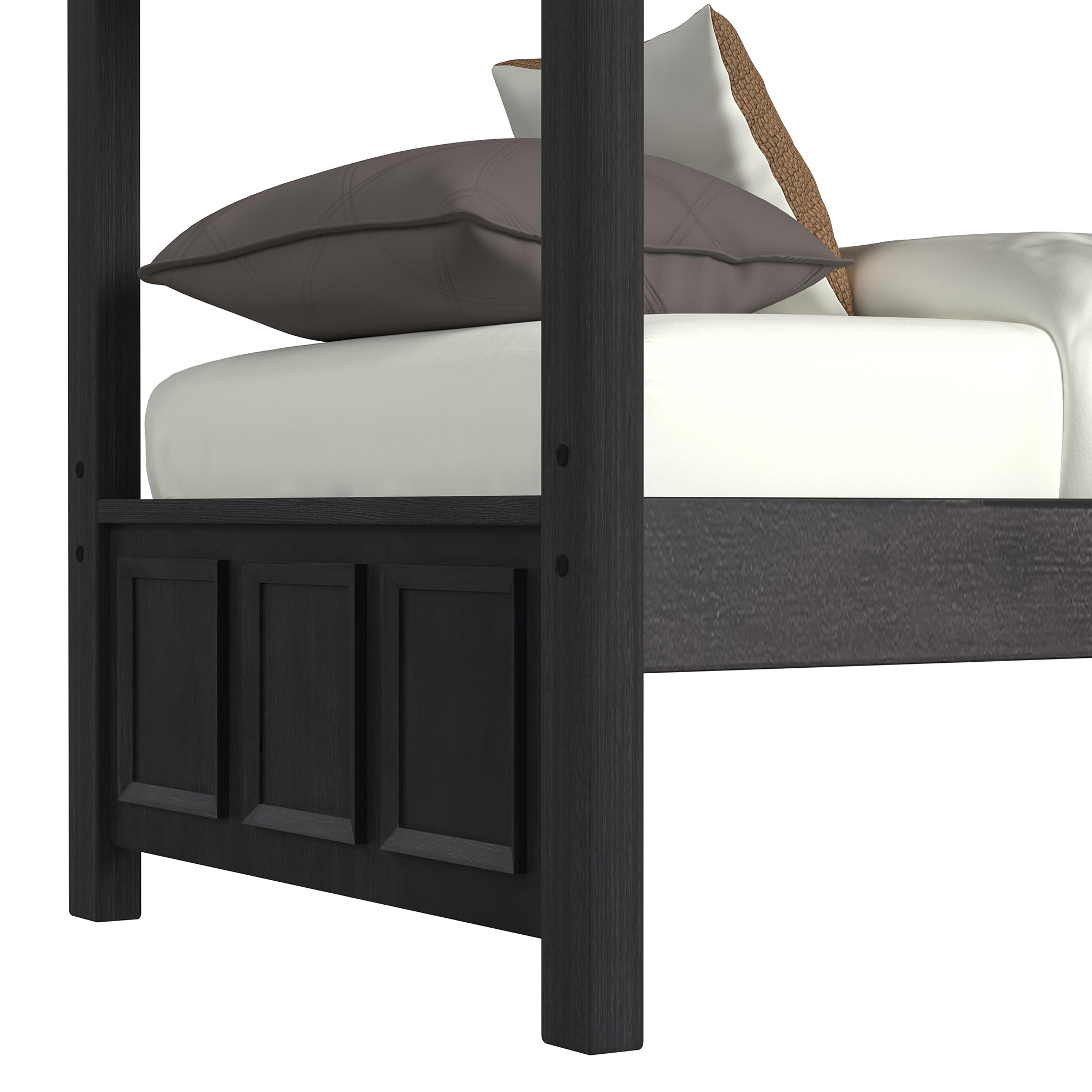 Hampton Kids Twin Over Twin Bunk with Ladder in Charcoal