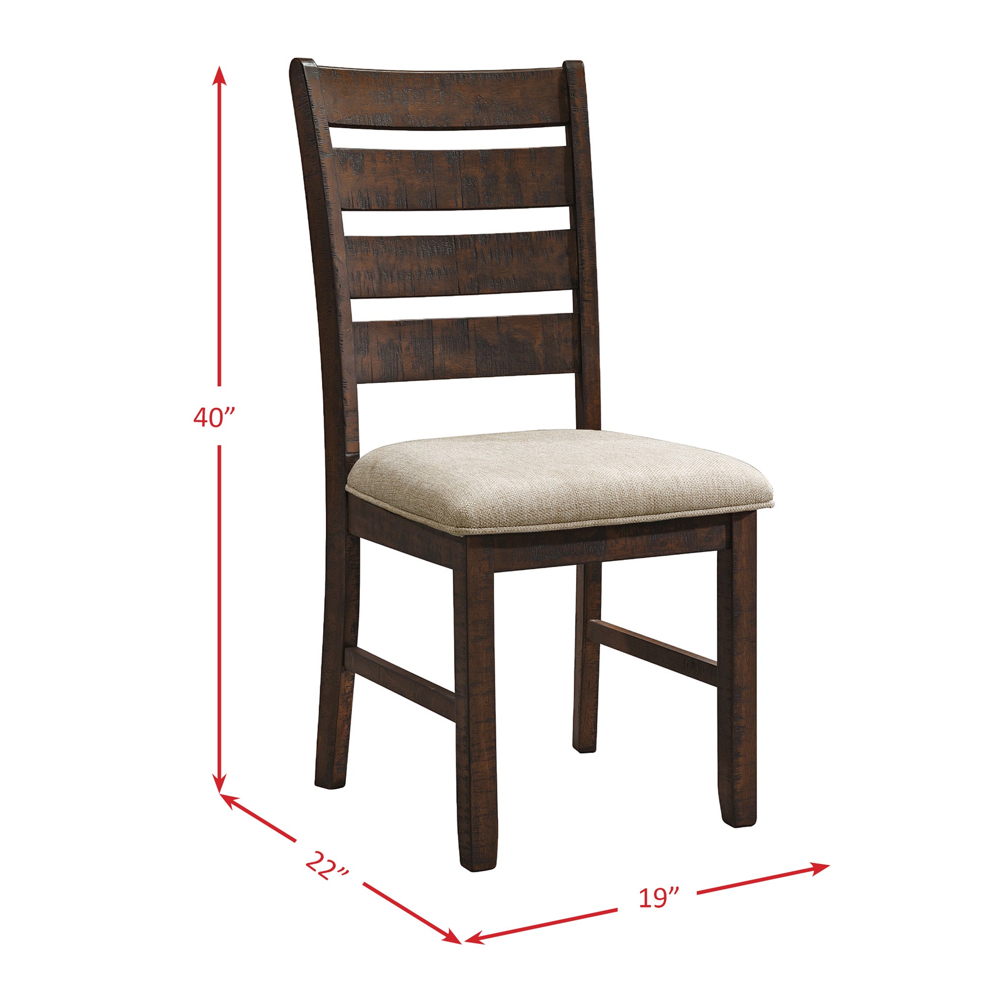Jax 7PC Dining Set - Table, 4 Ladder Side Chairs & Bench in Cherry