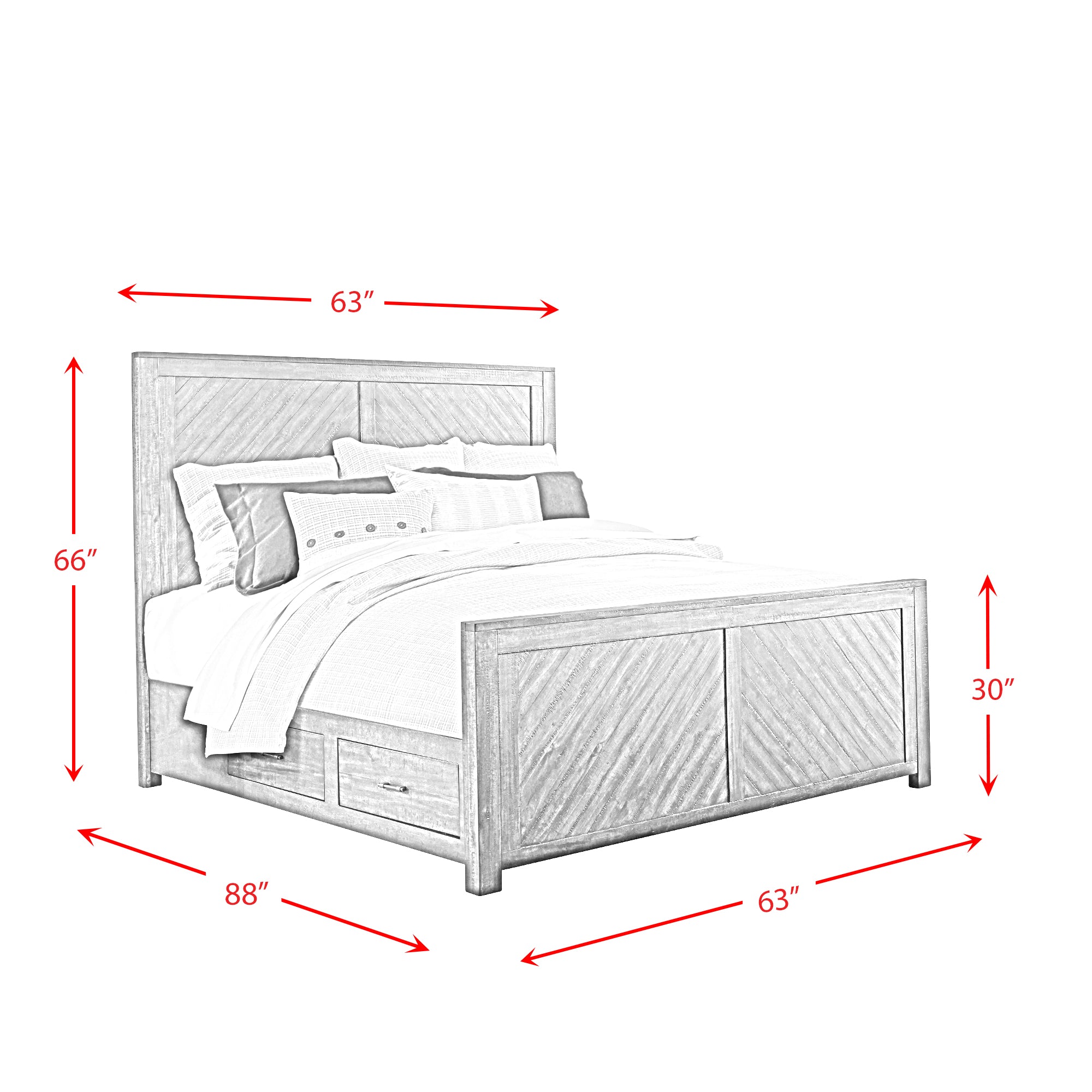Jax Queen Platform Storage Bed in Cherry