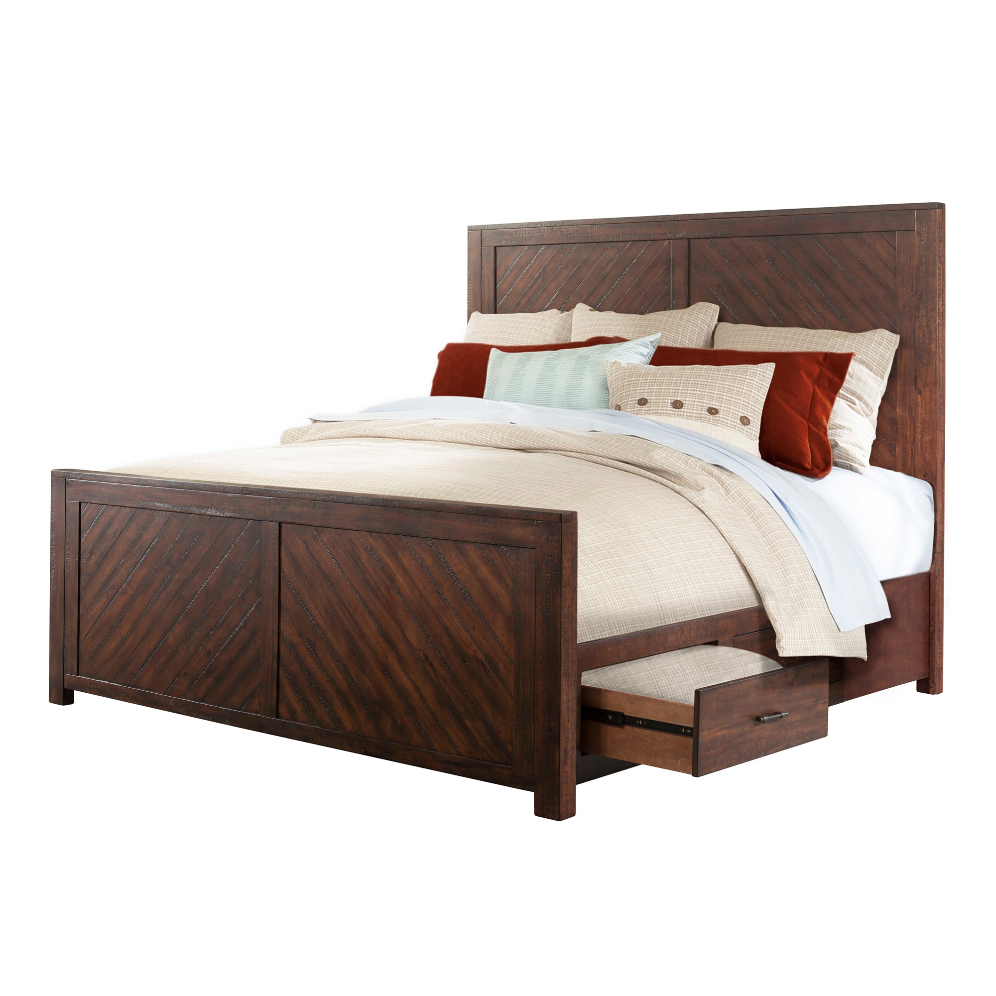 Jax Queen Platform Storage Bed in Cherry