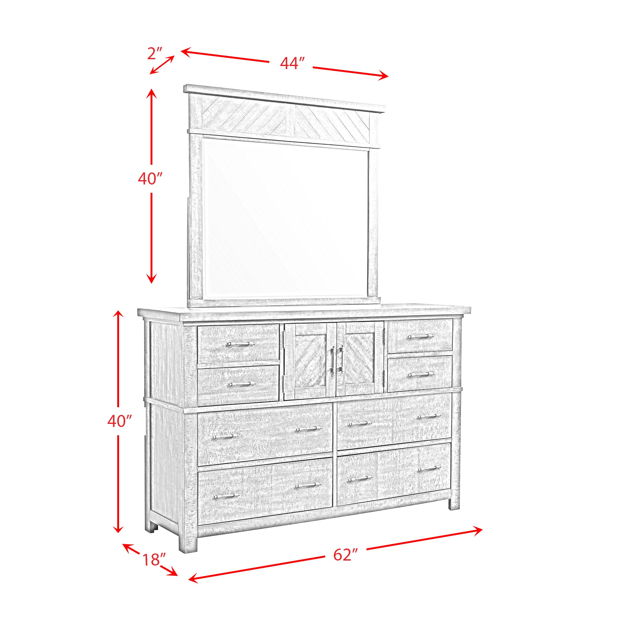 Jax Dresser & Mirror Set in Cherry