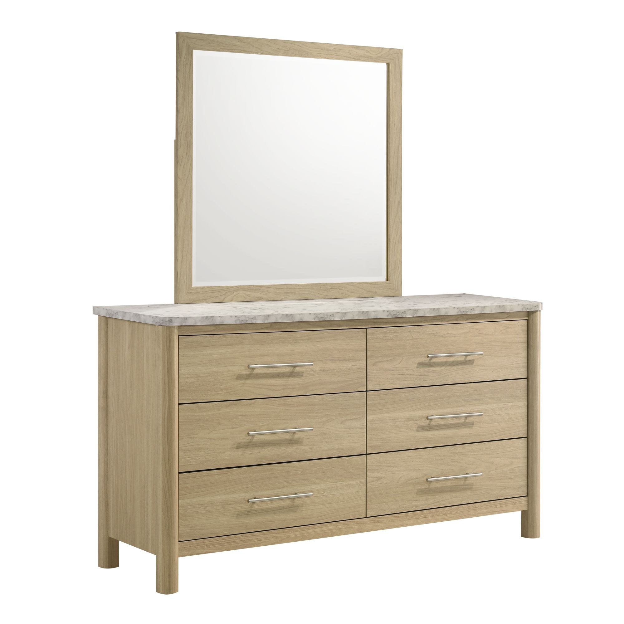 Jonas Dresser and Mirror Set in Natural