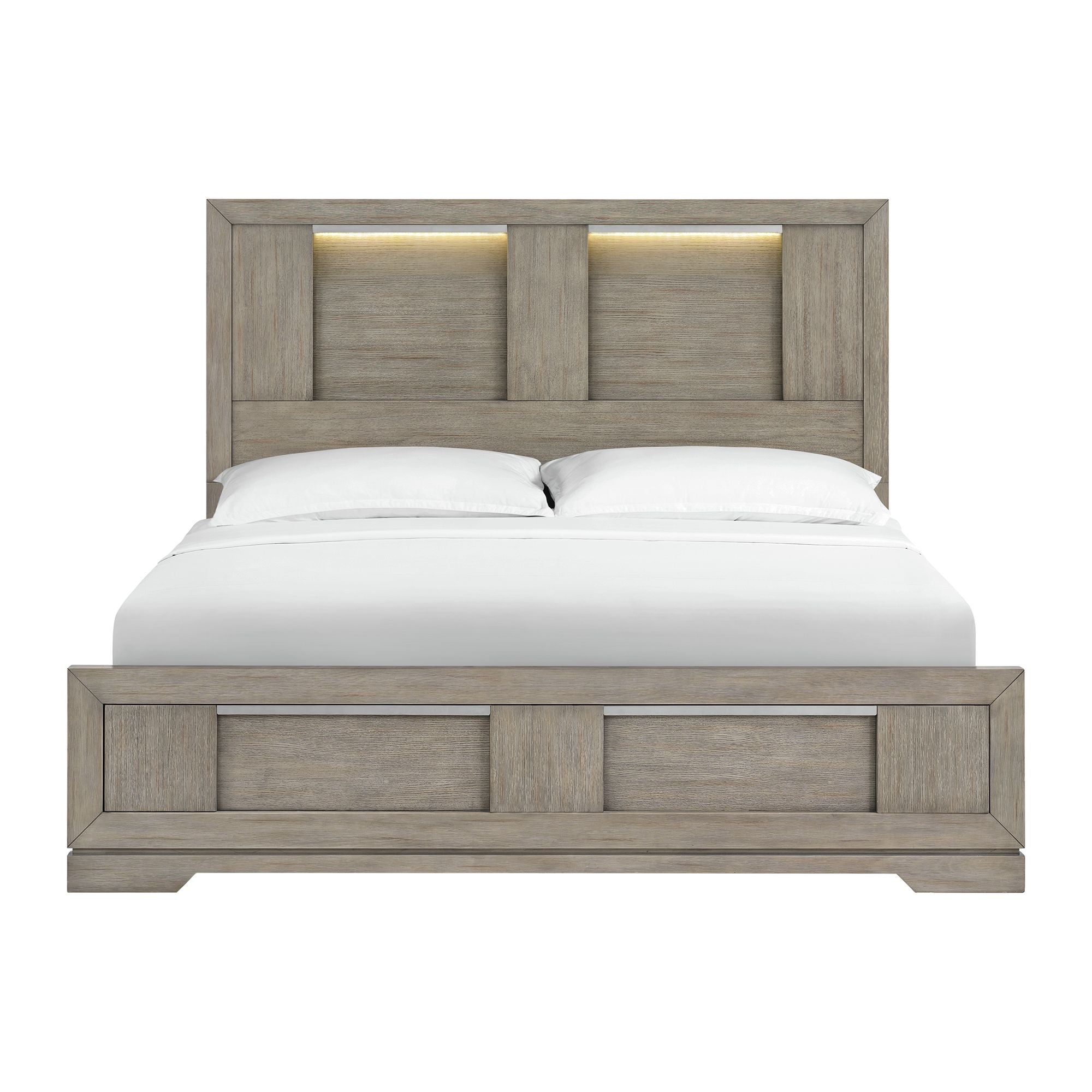 Kelis King Panel Bed with LED in Grey