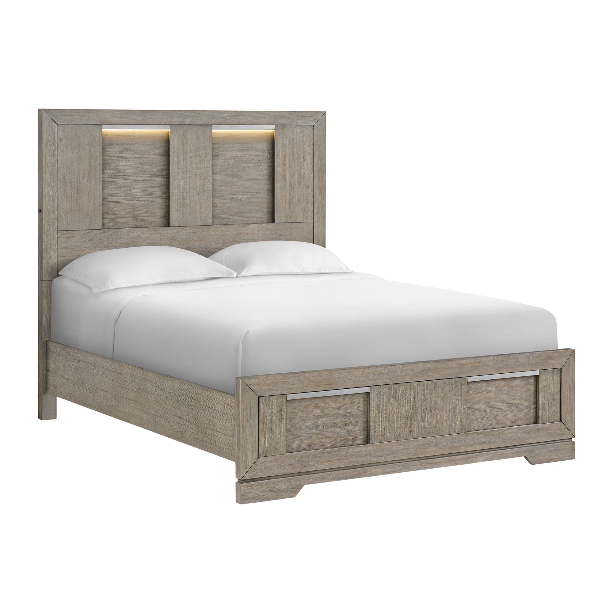 Kelis Queen Panel Bed with LED in Grey