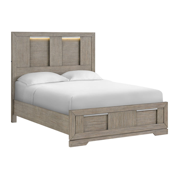 Kelis Queen Panel 4PC Bedroom Set with LED in Grey
