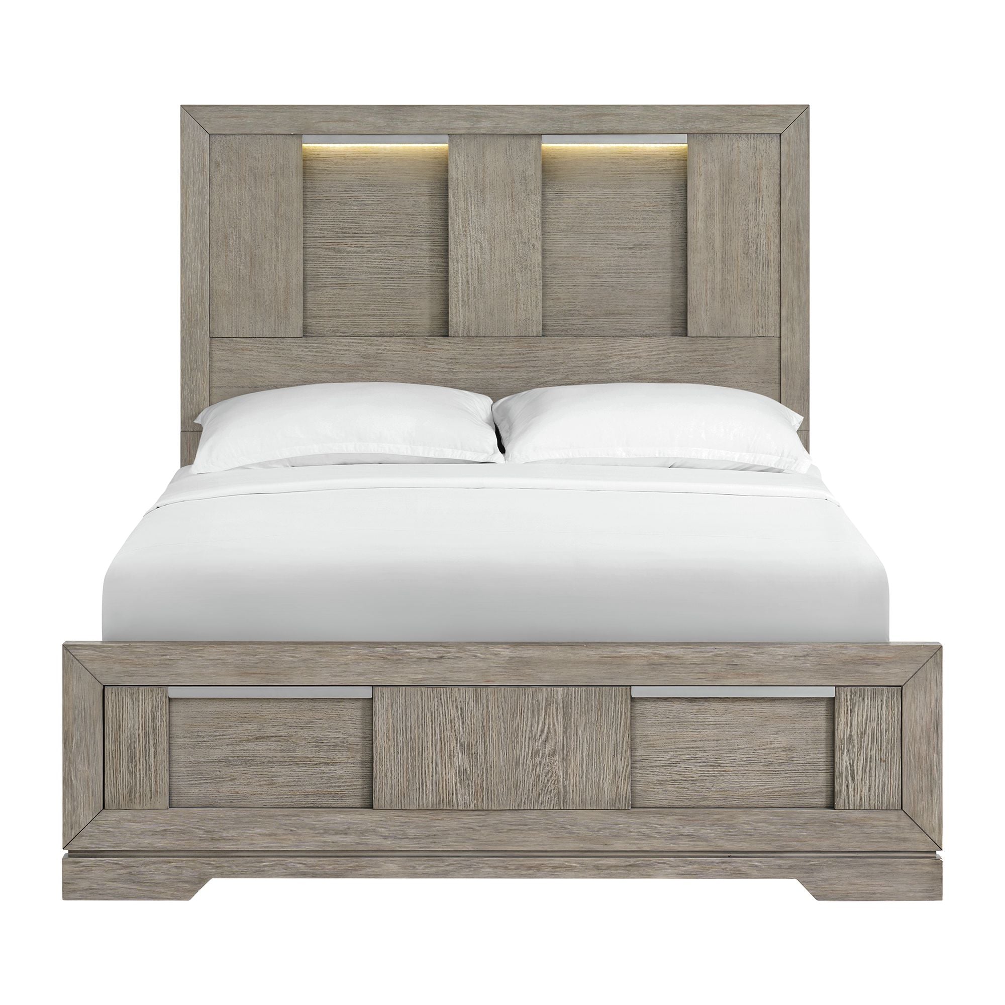 Kelis Queen Panel Bed with LED in Grey
