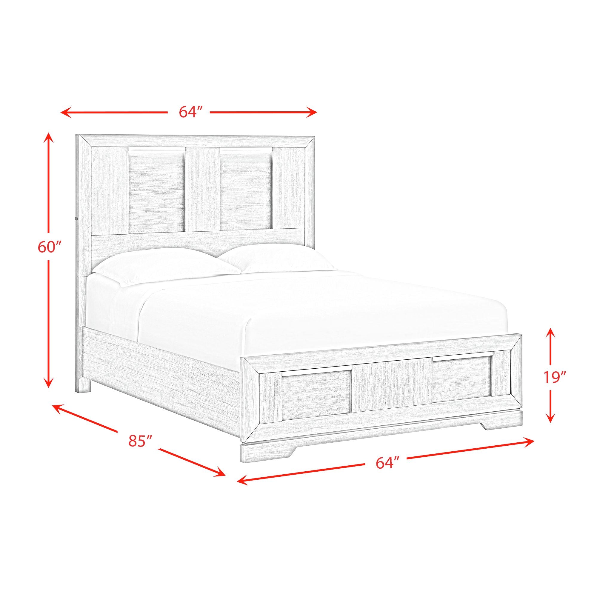 Kelis Queen Panel 4PC Bedroom Set with LED in Grey