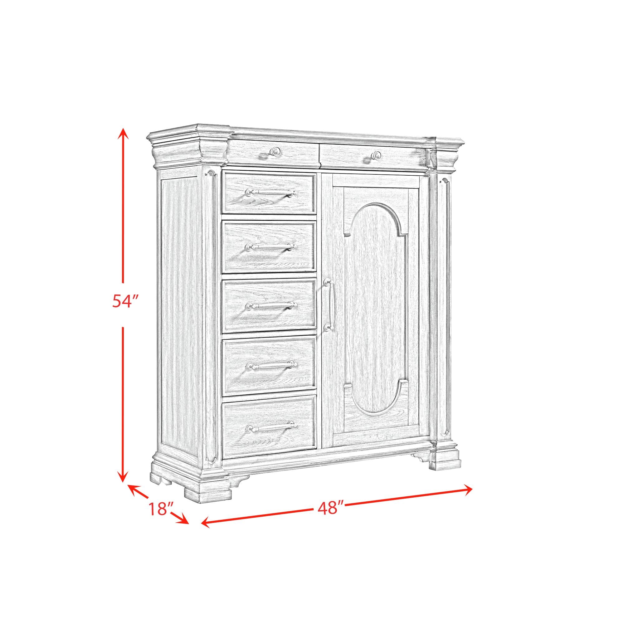 Kings Court 1 Door and 7-Drawer Chest in Grey