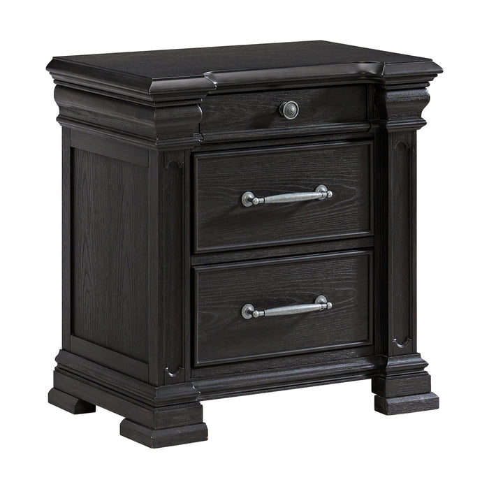 Kings Court 3-Drawer Nightstand (Sliding Top) in Black