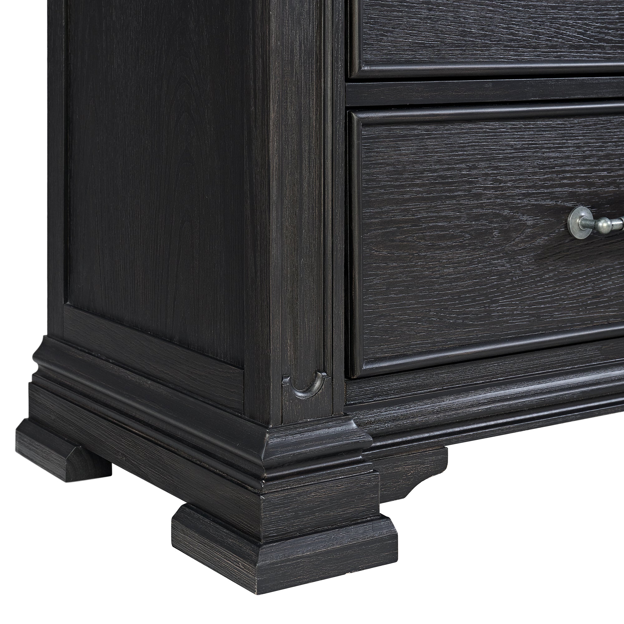 Kings Court 3-Drawer Nightstand (Sliding Top) in Black