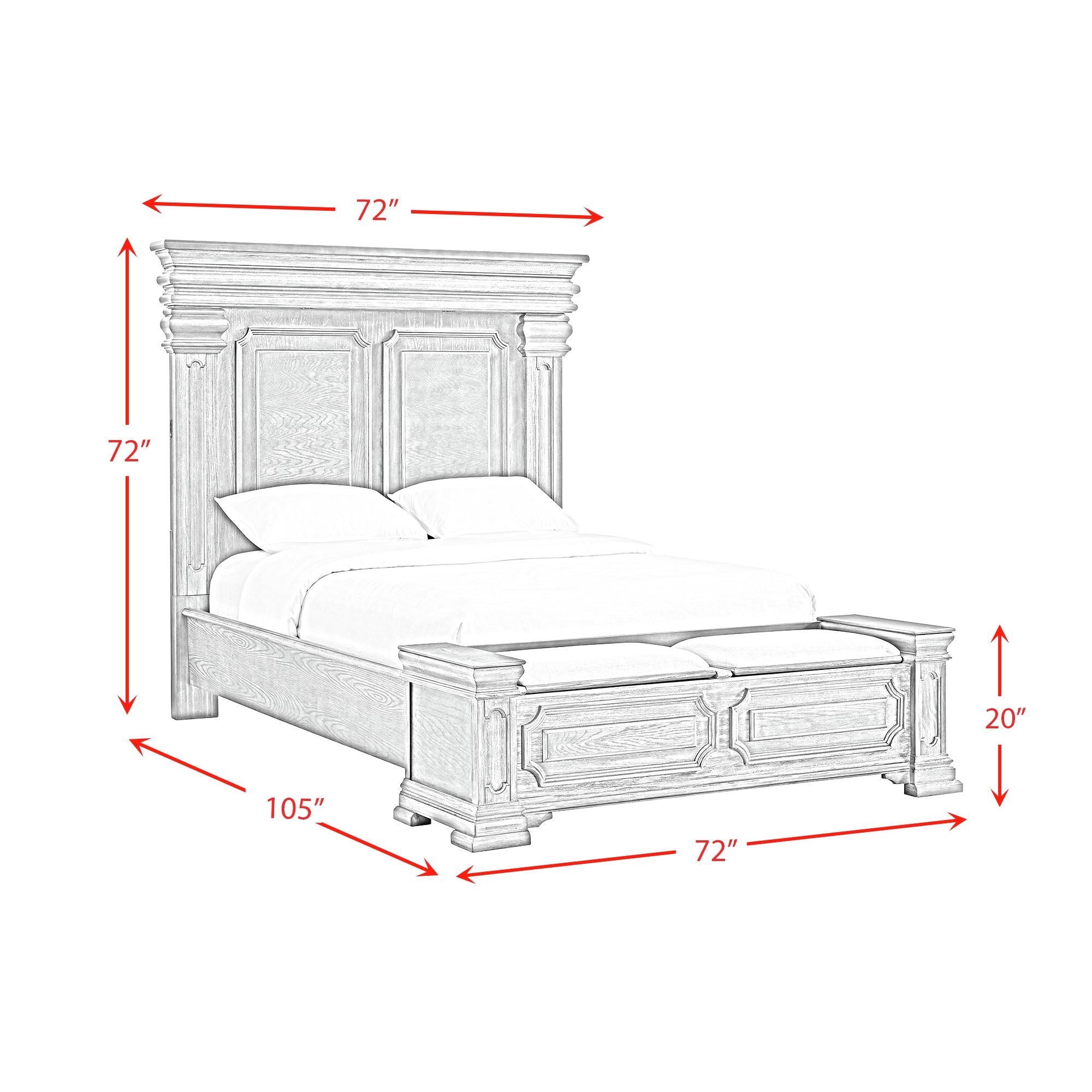 Kings Court Queen Storage Bed in Grey
