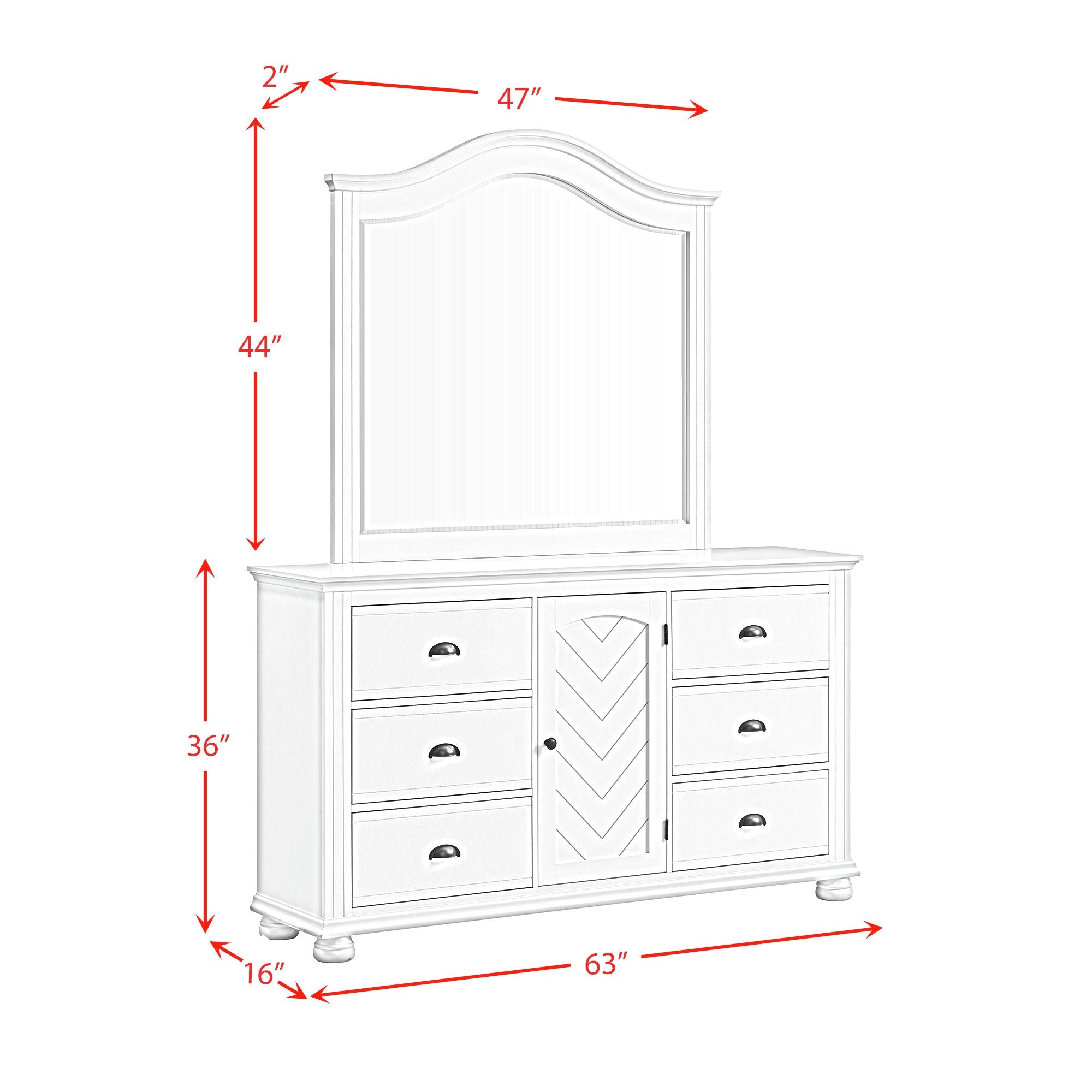 Kona Dresser and Mirror Set in White