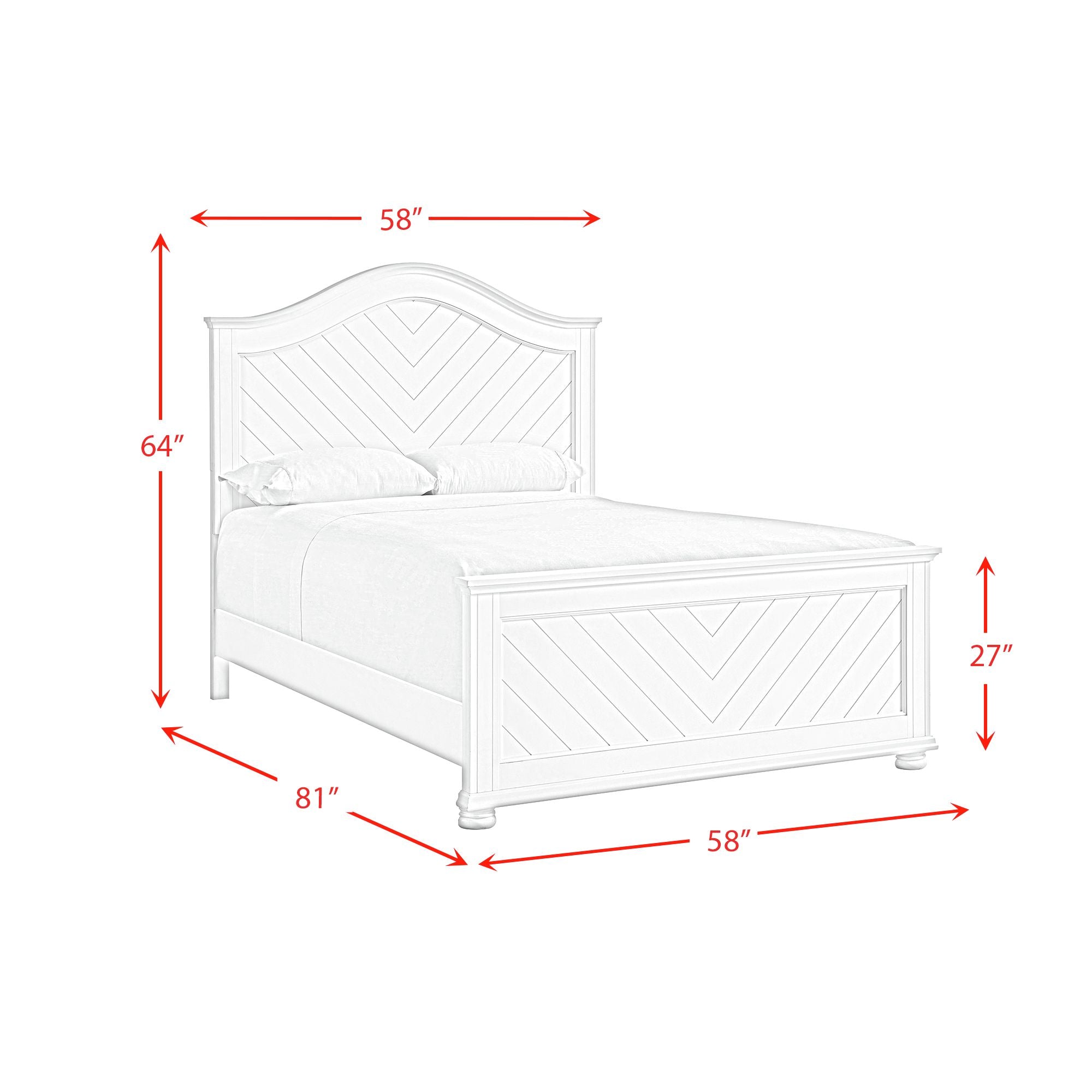 Kona Full Panel Bed in White