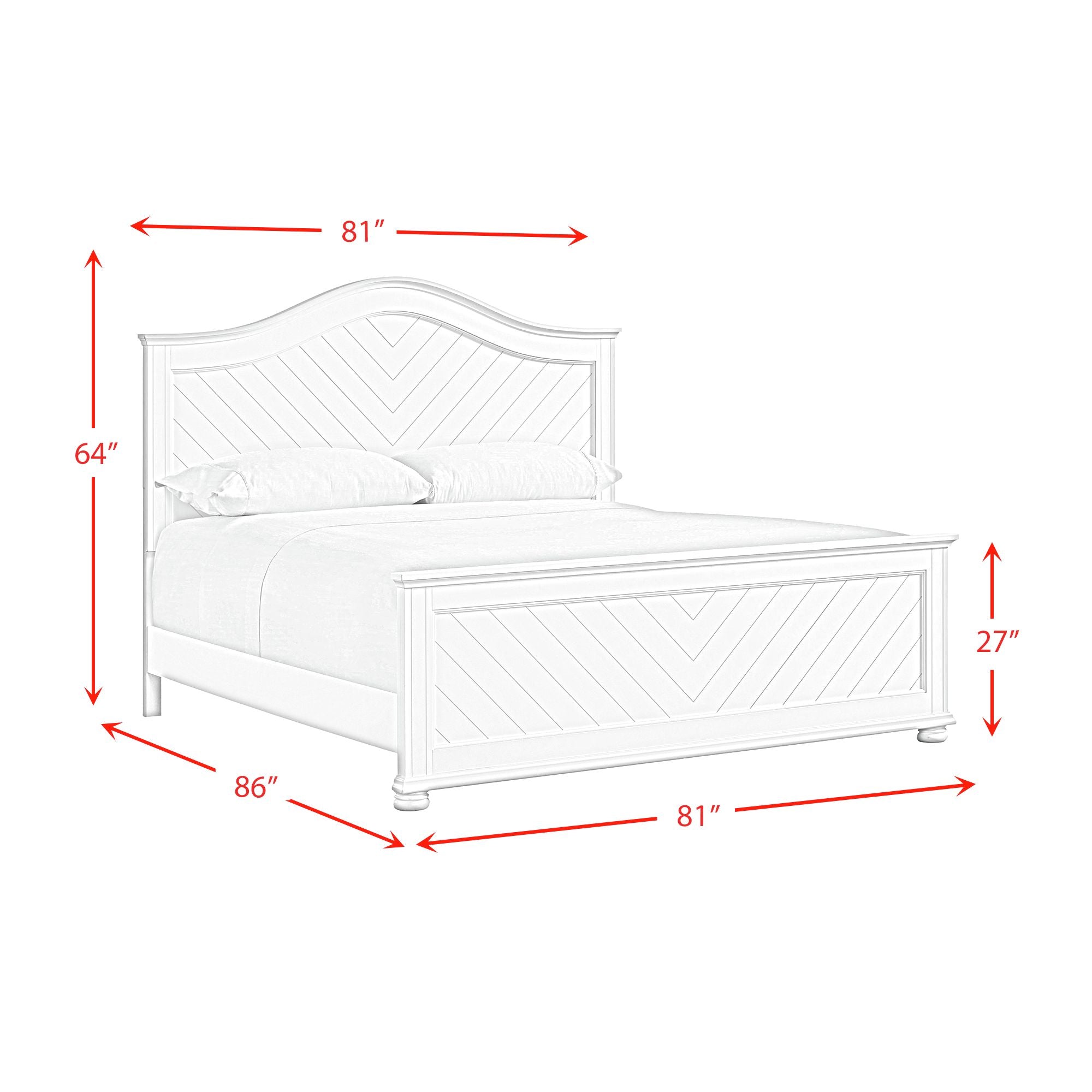 Kona King Panel Bed in White