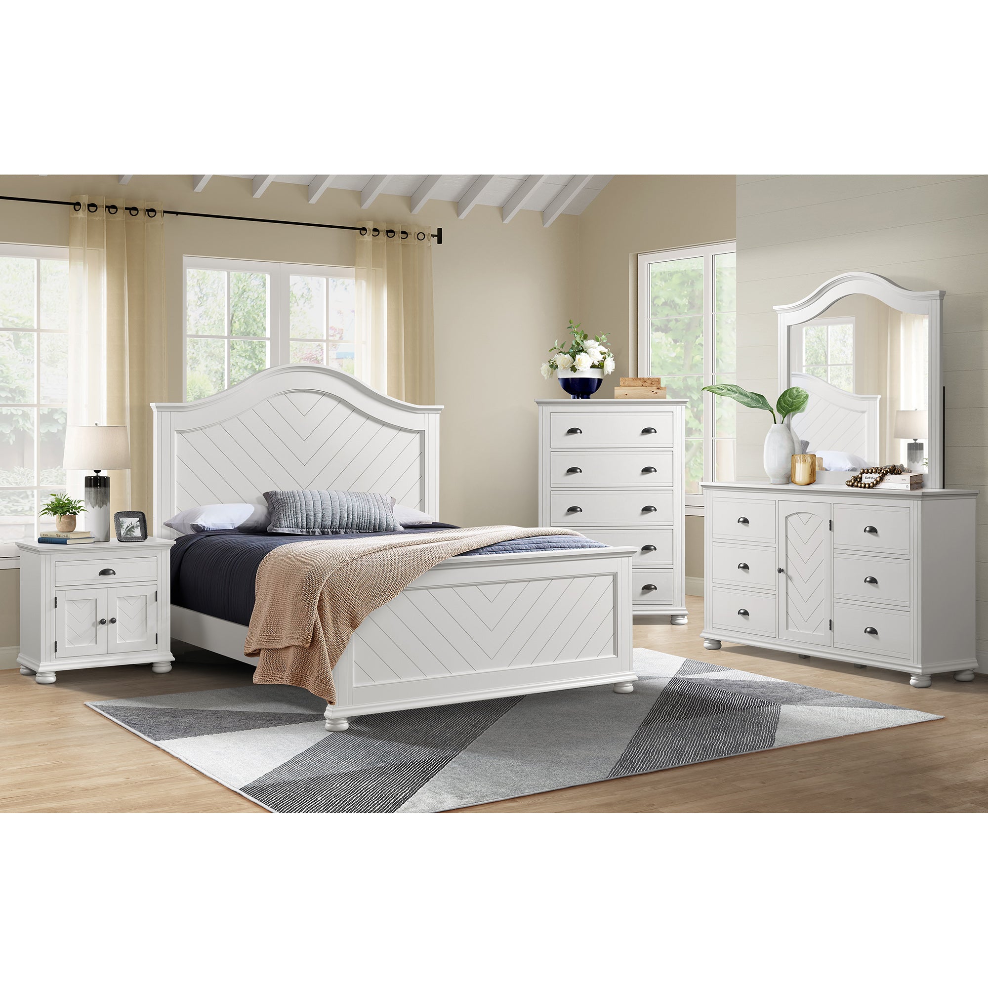 Kona Full Panel Bed in White – SKU B-9340-7-FB | Elements