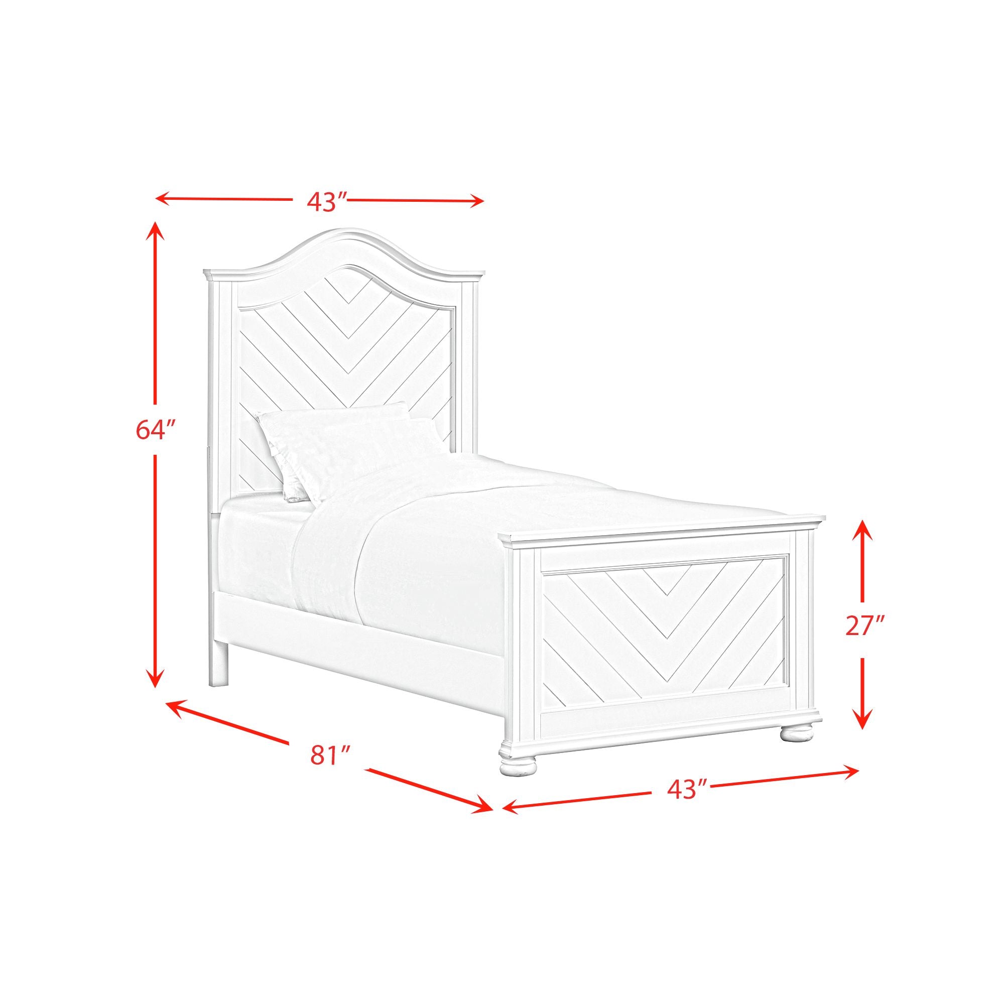 Kona Twin Panel Bed in White