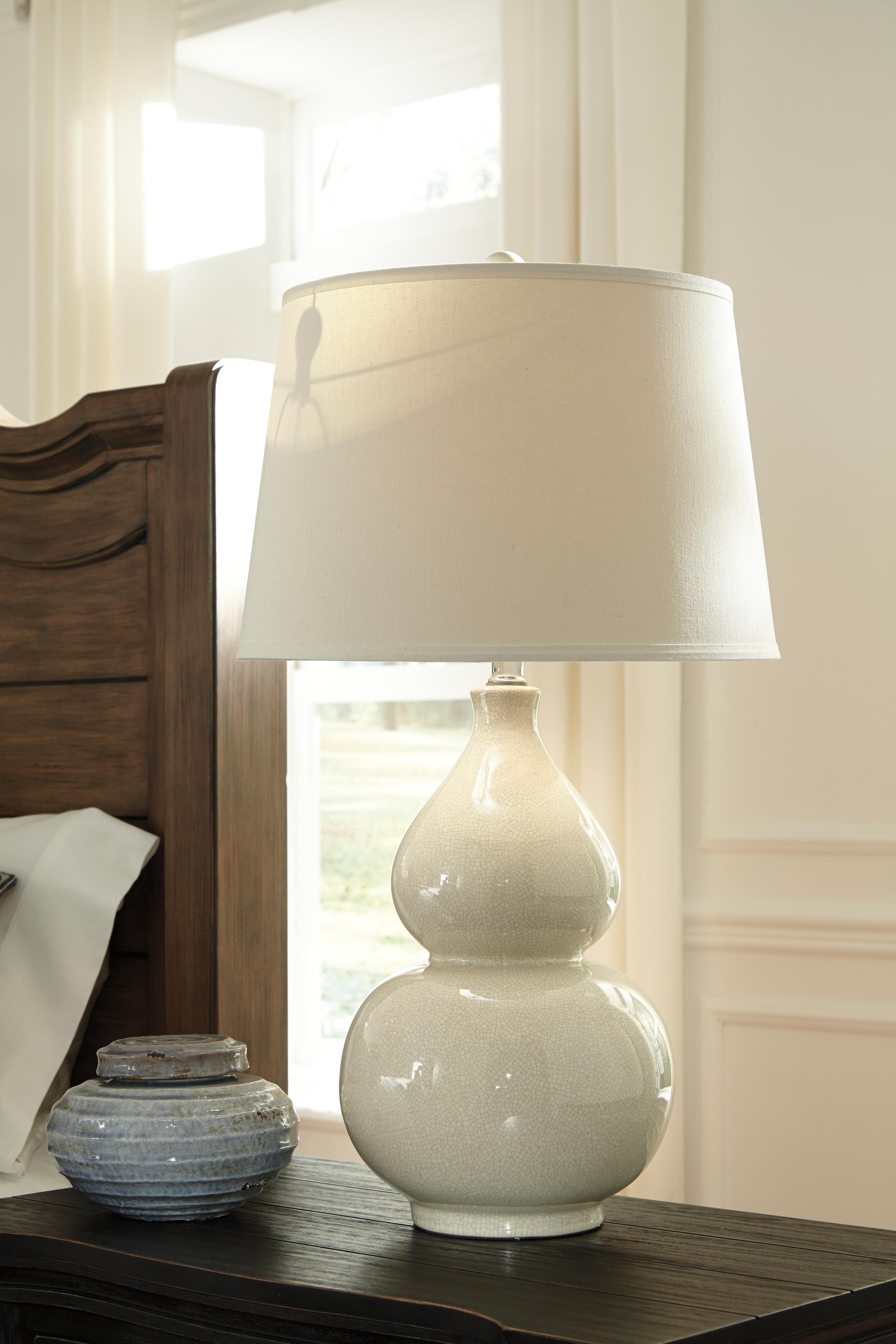 Dar Furniture - Ashley Furniture - Saffi Table Lamp (Set of 2) - Table Lamp (Set of 2) / Cream - L100074X2