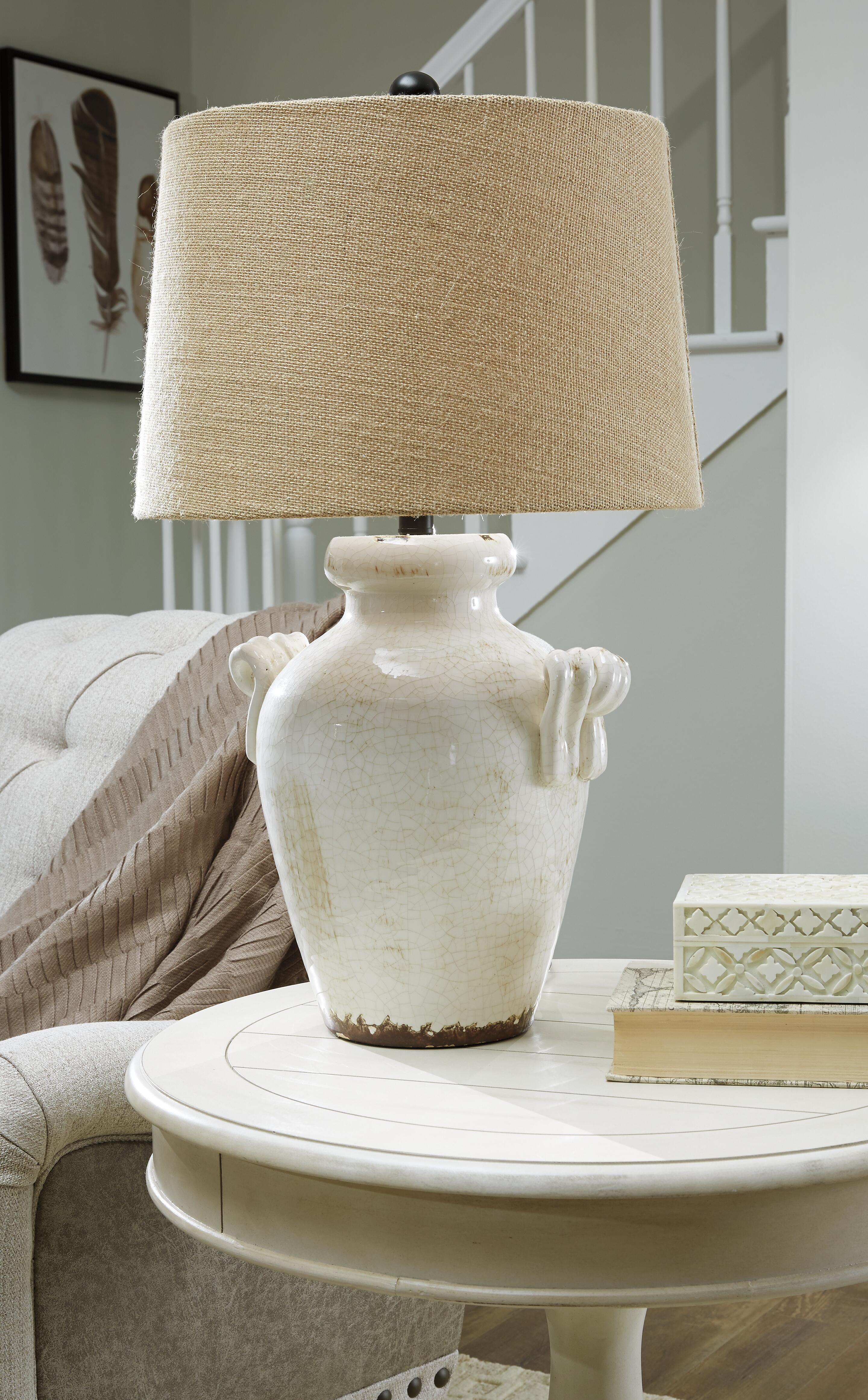 Dar Furniture - Ashley Furniture - Emelda Table Lamp (Set of 2) - Table Lamp (Set of 2) / Cream - L100664X2