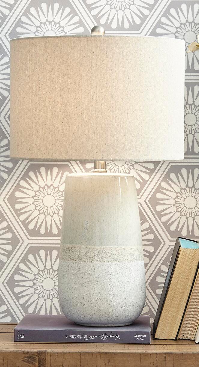 Dar Furniture - Ashley Furniture - Shavon Table Lamp (Set of 2) - Table Lamp (Set of 2) / Beige/White - L100724X2