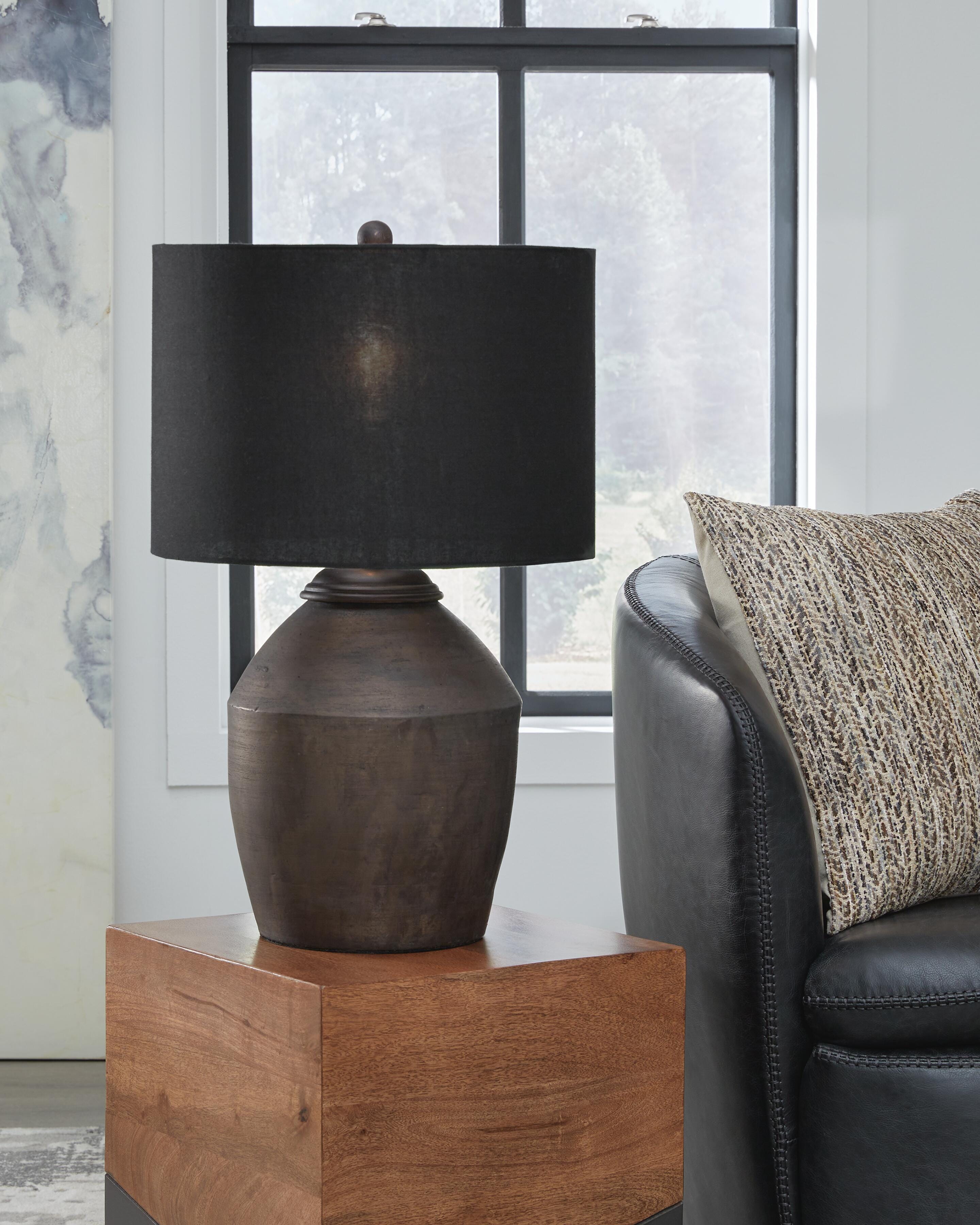 Dar Furniture - Ashley Furniture - Naareman 2-Piece Lamp Set - 2-Piece Lamp Set / Metallic Black - L100804X2