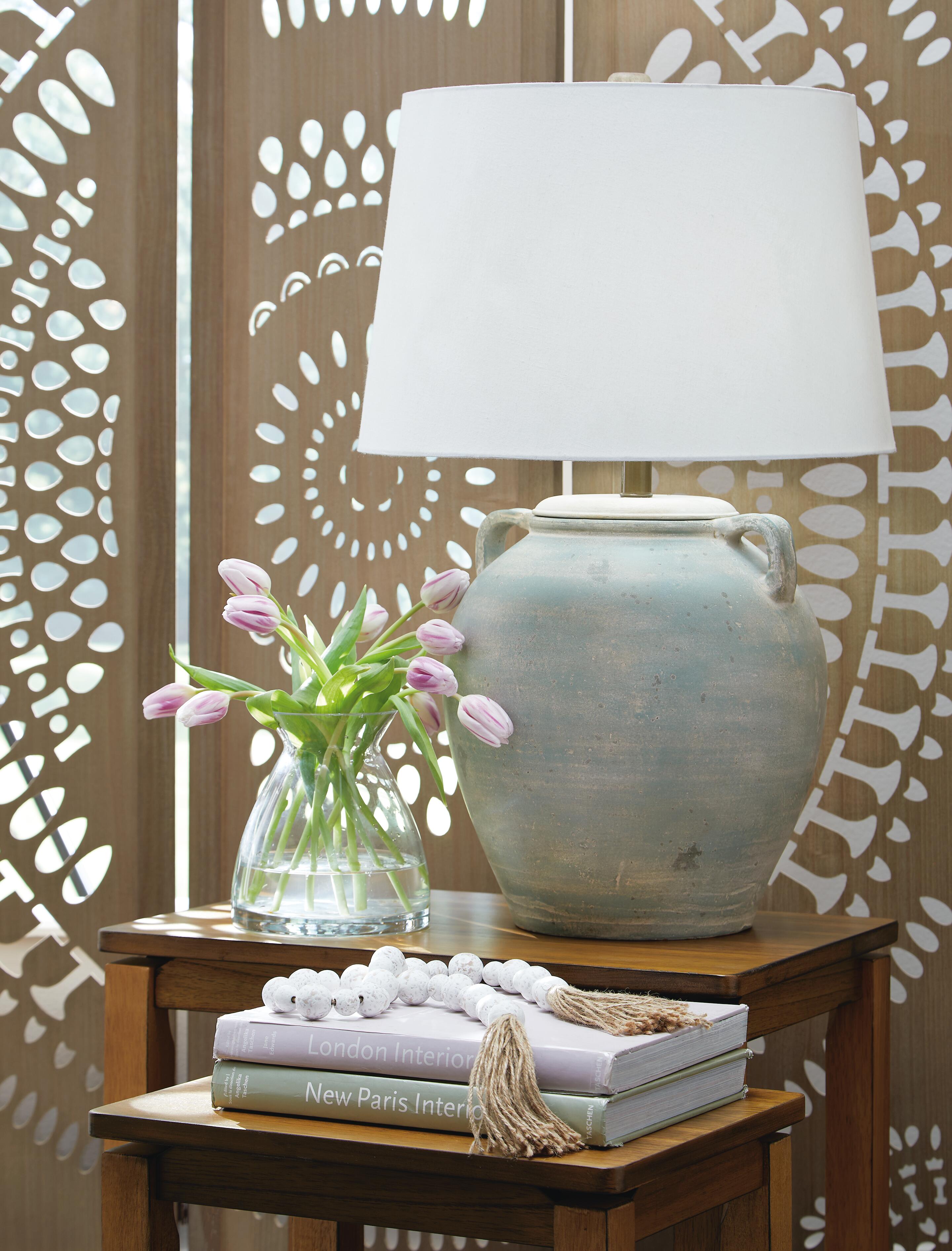 Dar Furniture - Ashley Furniture - Shawburg Table Lamp - Terracotta Table Lamp (1/CN) / Antique Green - L100814
